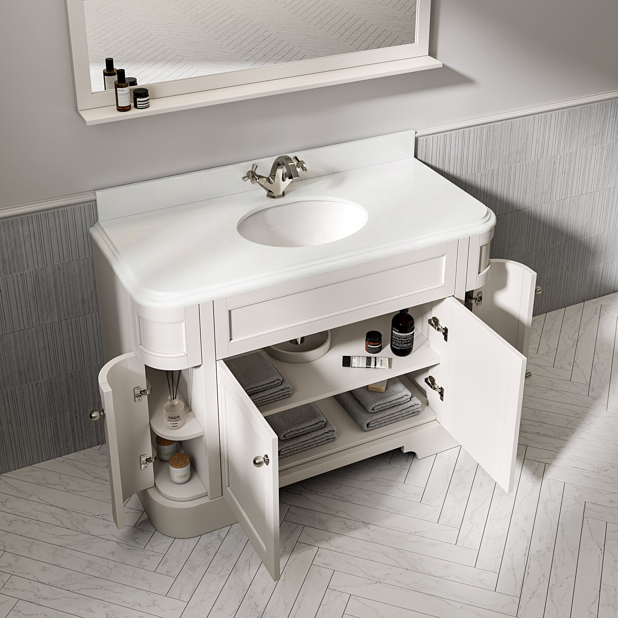 Cobham Quartz Floorstanding Vanity Unit (Matte Cream) 1200mm