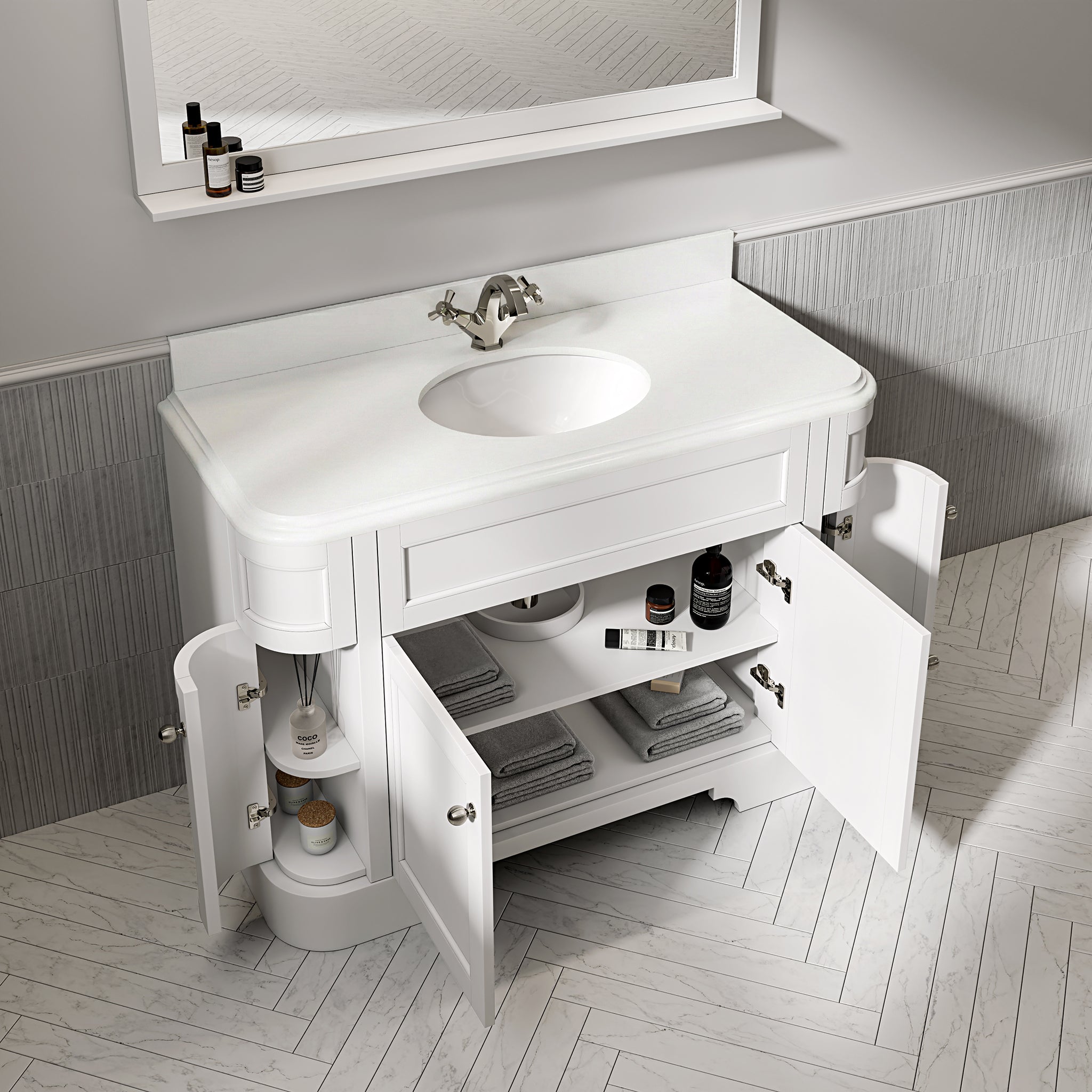 Cobham Quartz Floorstanding Vanity Unit (Matte White) 1200mm