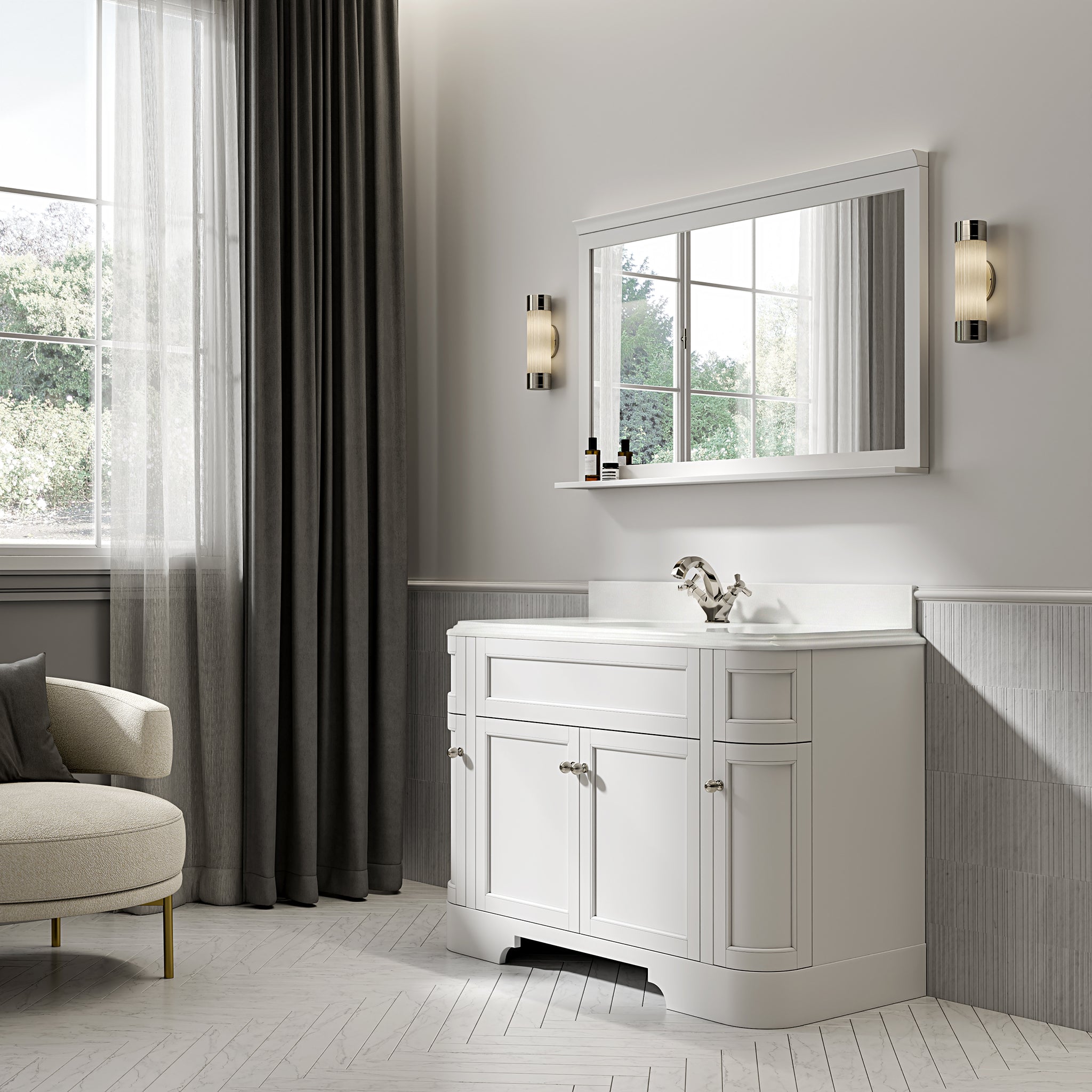 Cobham Quartz Floorstanding Vanity Unit (Matte White) 1200mm