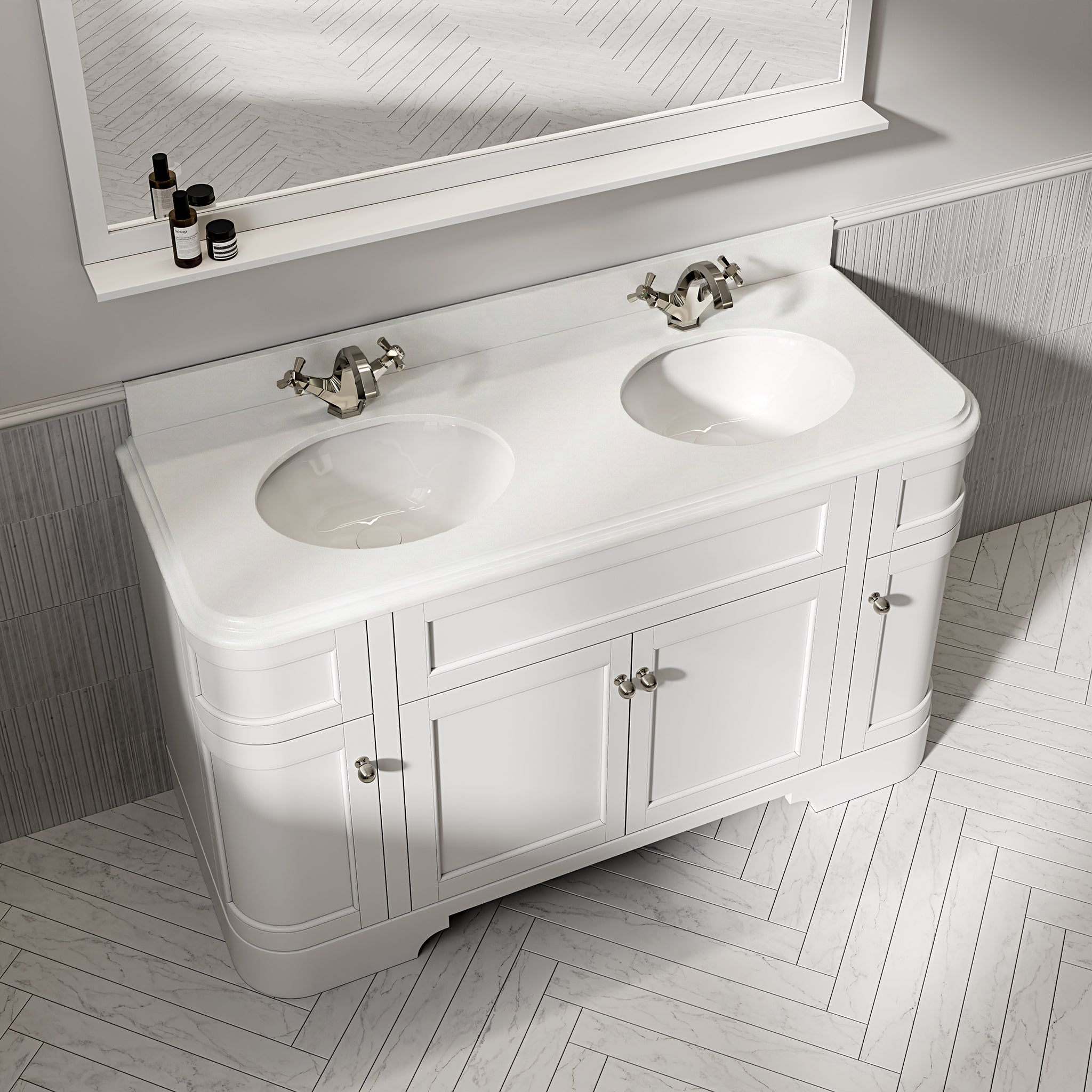 Cobham Quartz Floorstanding Vanity Unit (Matte White) 1400mm