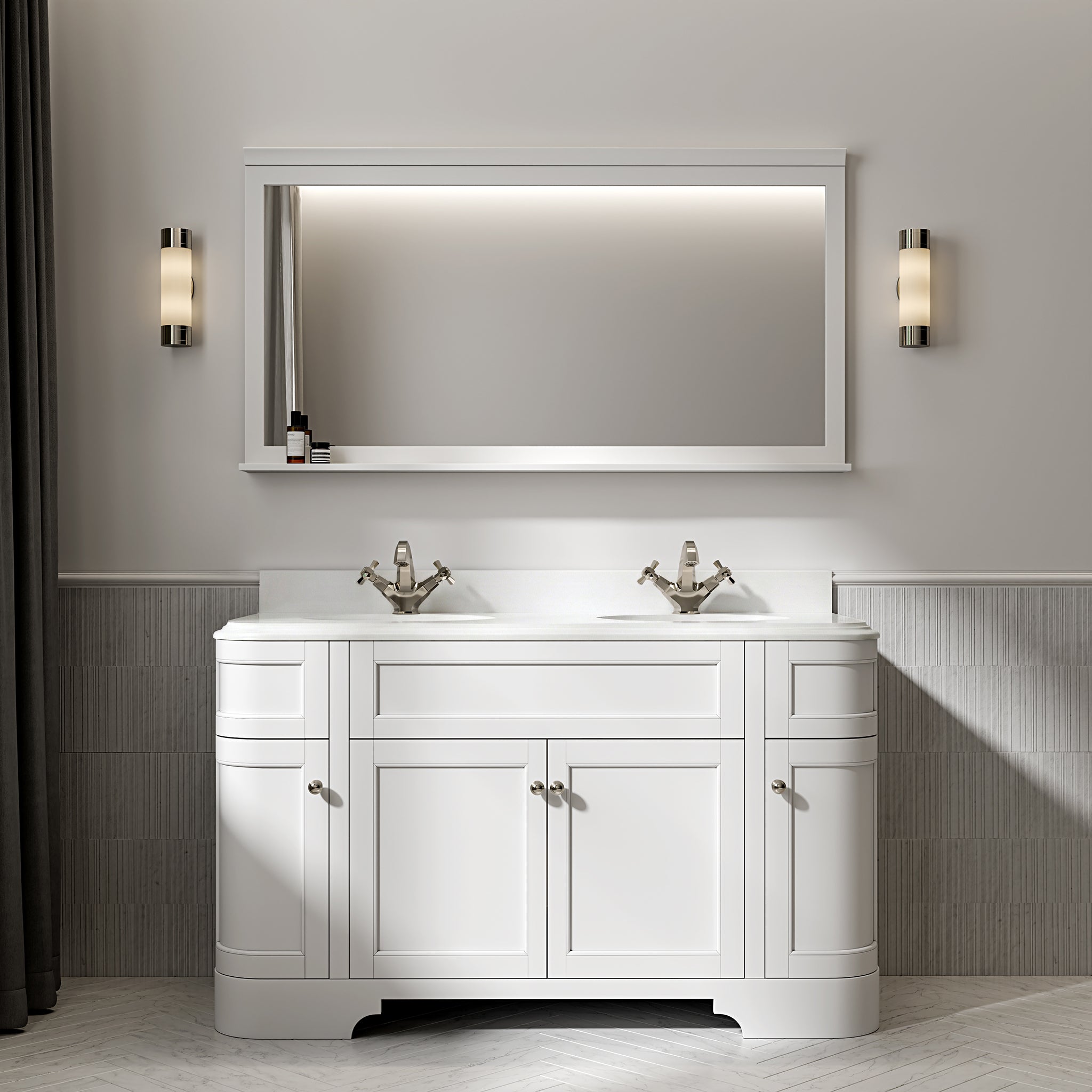 Cobham Quartz Floorstanding Vanity Unit (Matte White) 1400mm