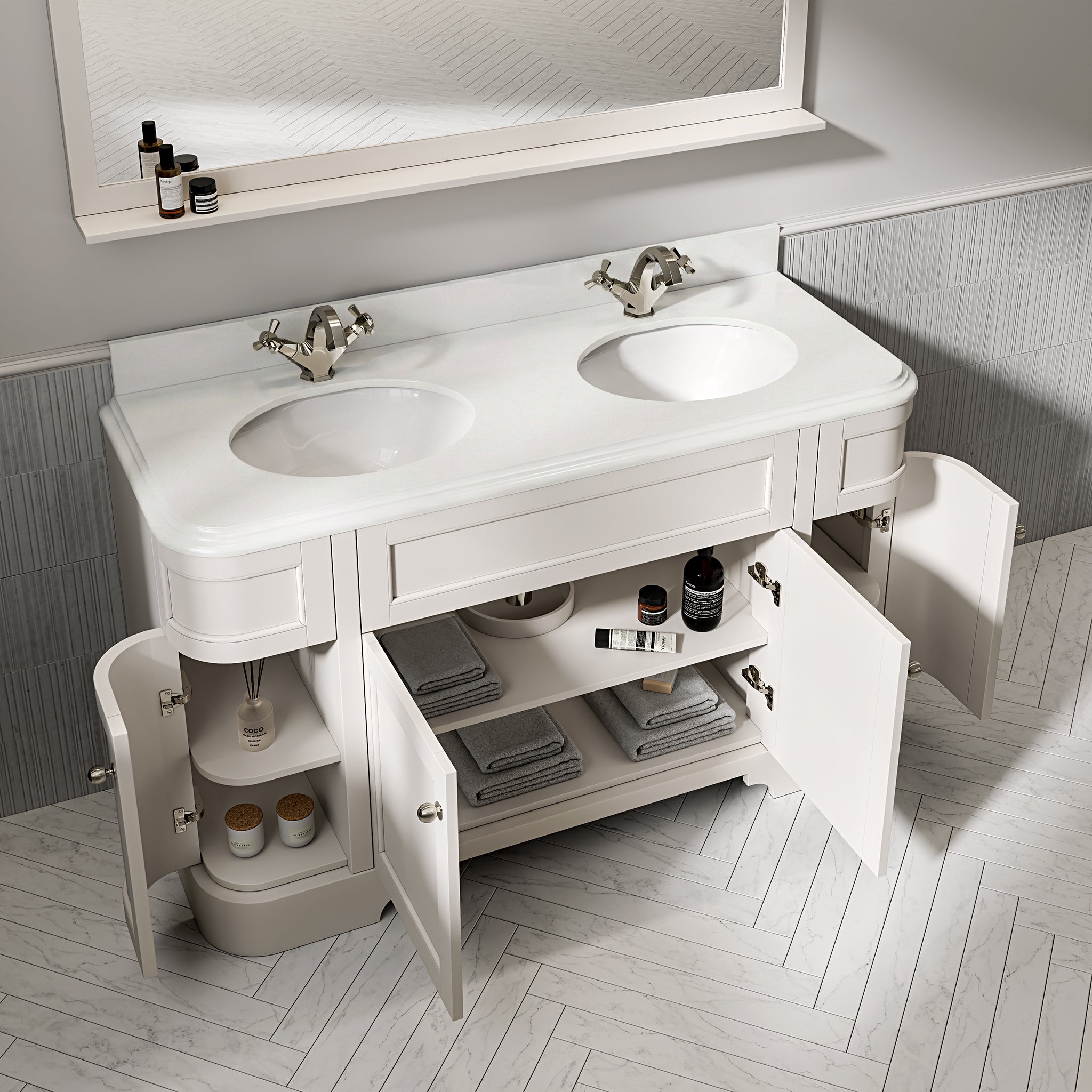 Cobham Quartz Floorstanding Vanity Unit (Matte Cream) 1400mm