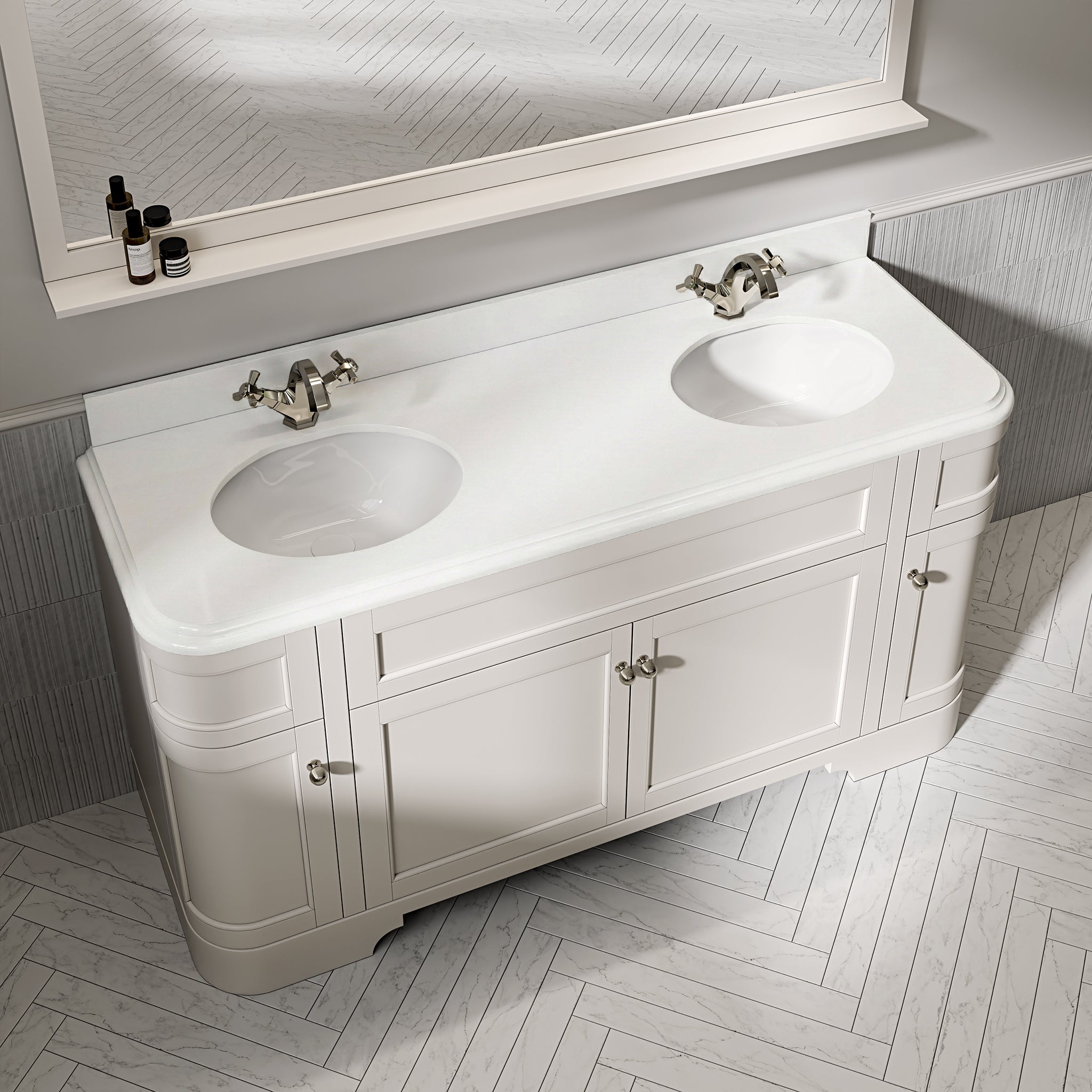 Cobham Quartz Floorstanding Vanity Unit (Matte Cream) 1600mm