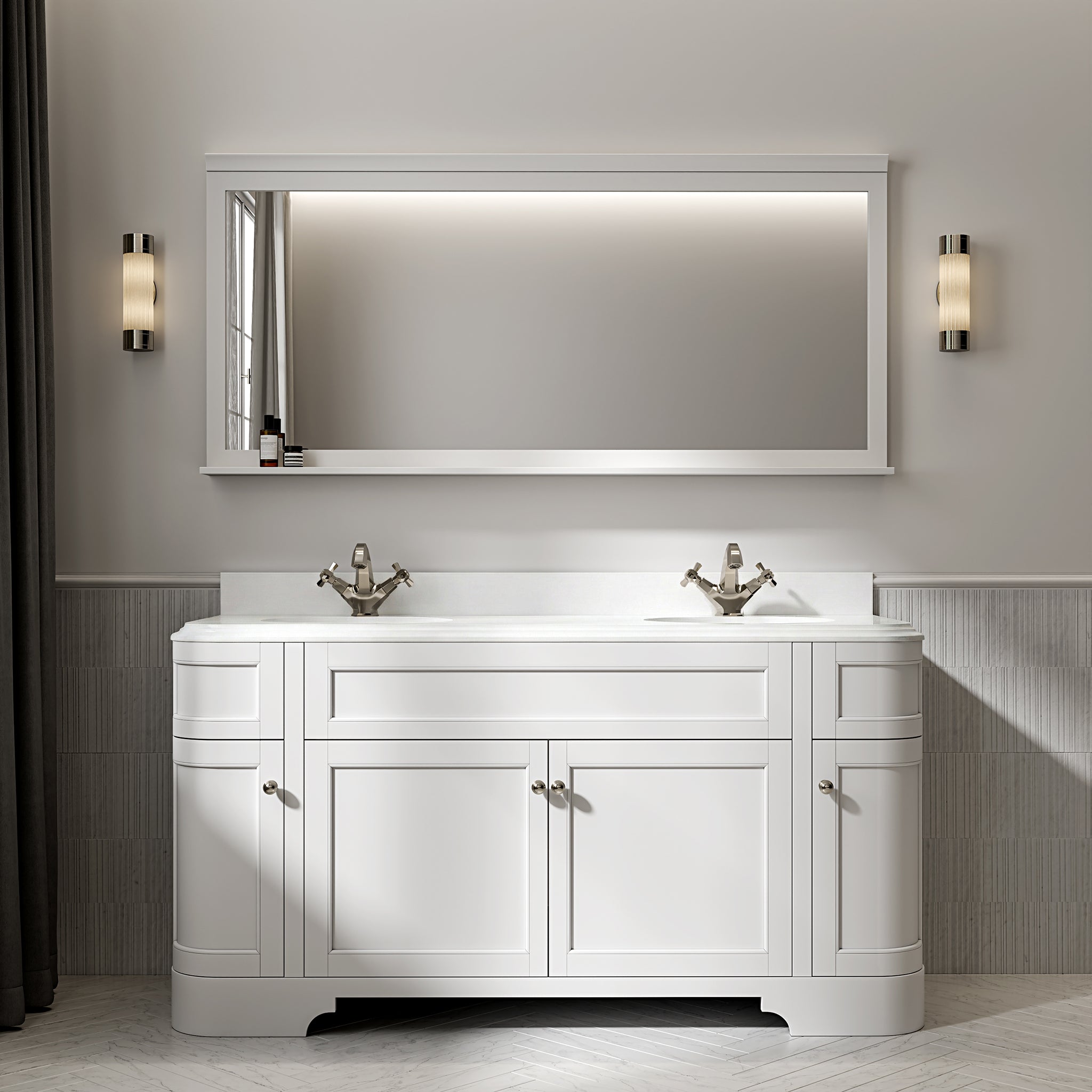 Cobham Quartz Floorstanding Vanity Unit (Matte White) 1600mm