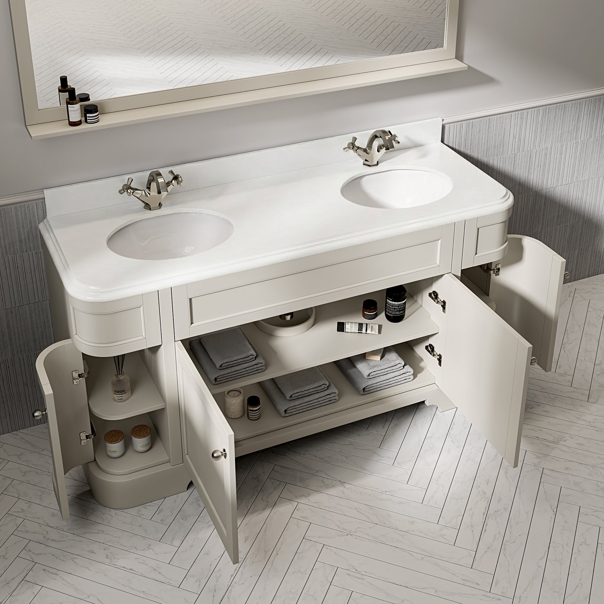 Cobham Quartz Floorstanding Vanity Unit (Matte Stone) 1600mm