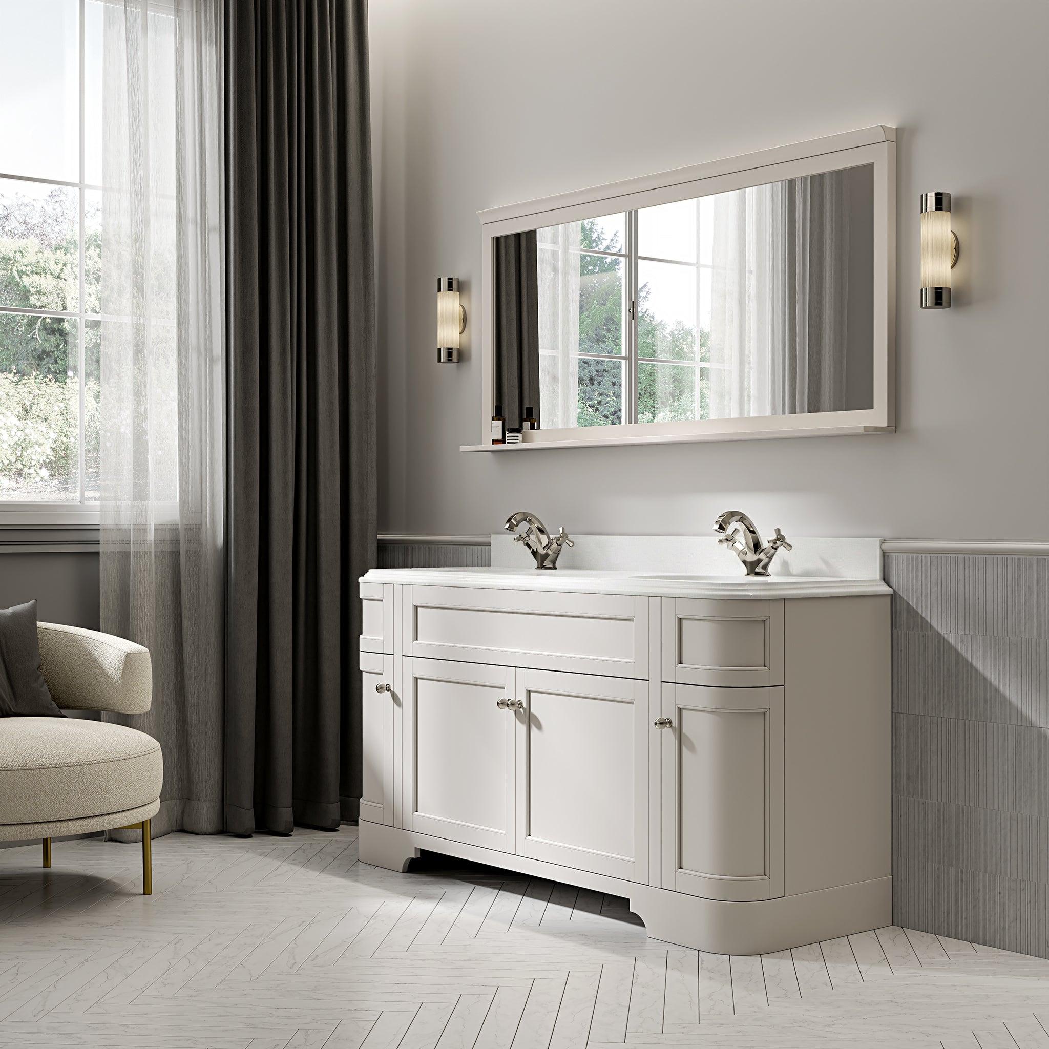 Cobham Quartz Floorstanding Vanity Unit (Matte Cream) 1600mm