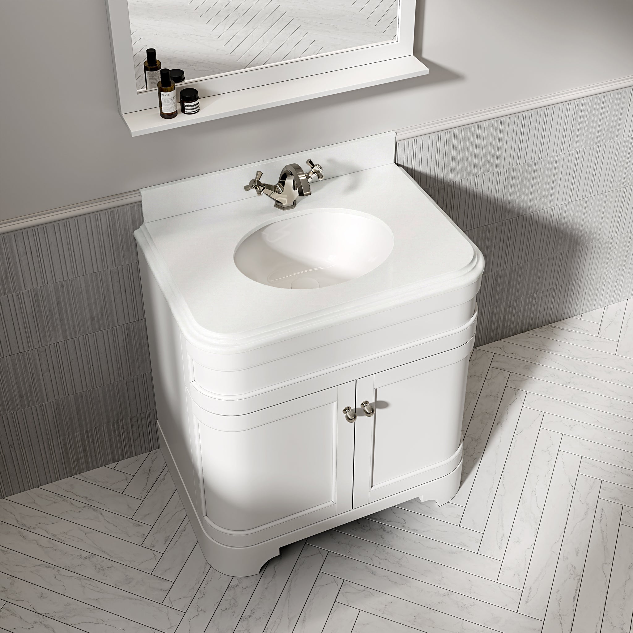 Cobham Quartz Floorstanding Vanity Unit (Matte White) 800mm