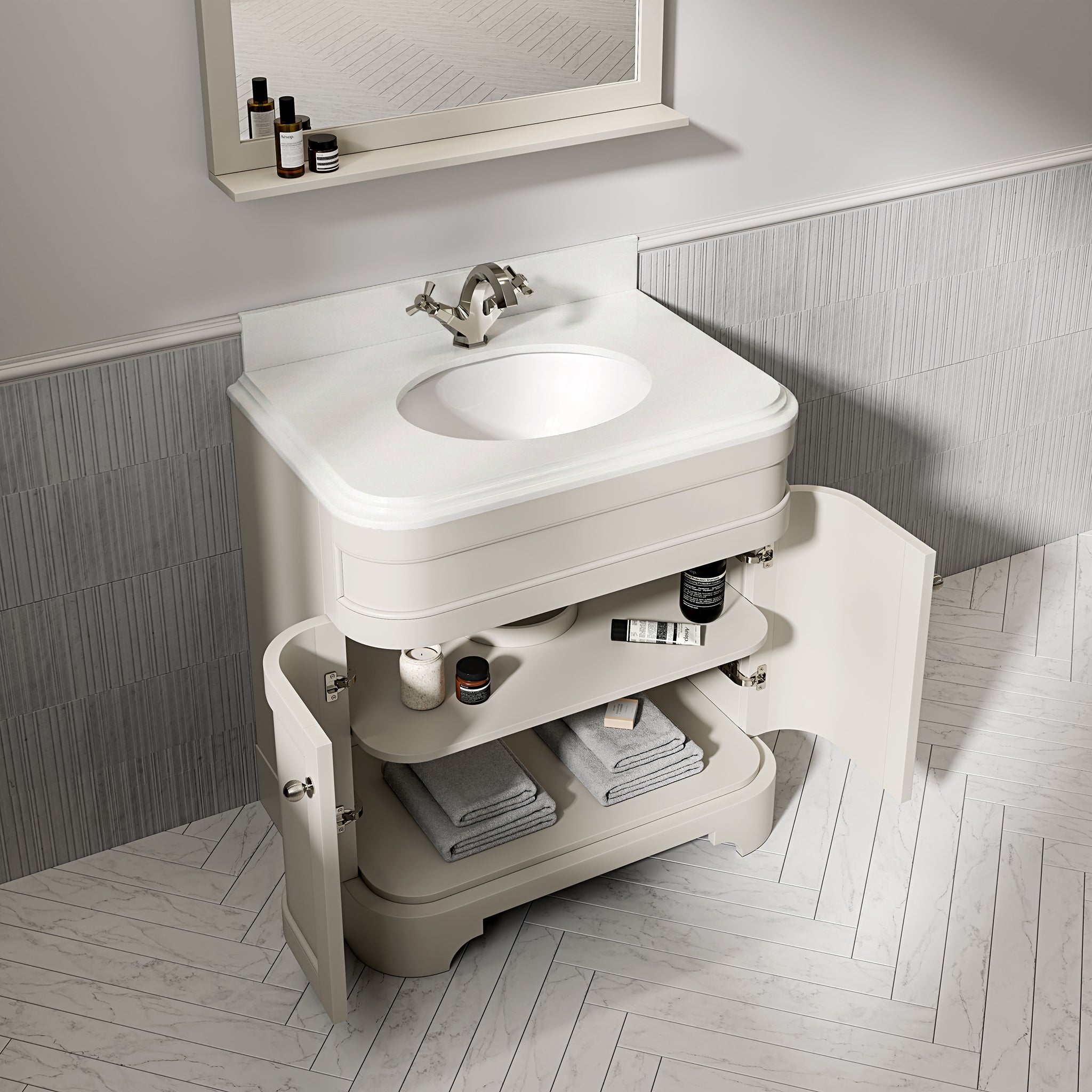 Cobham Quartz Floorstanding Vanity Unit (Matte Stone) 800mm