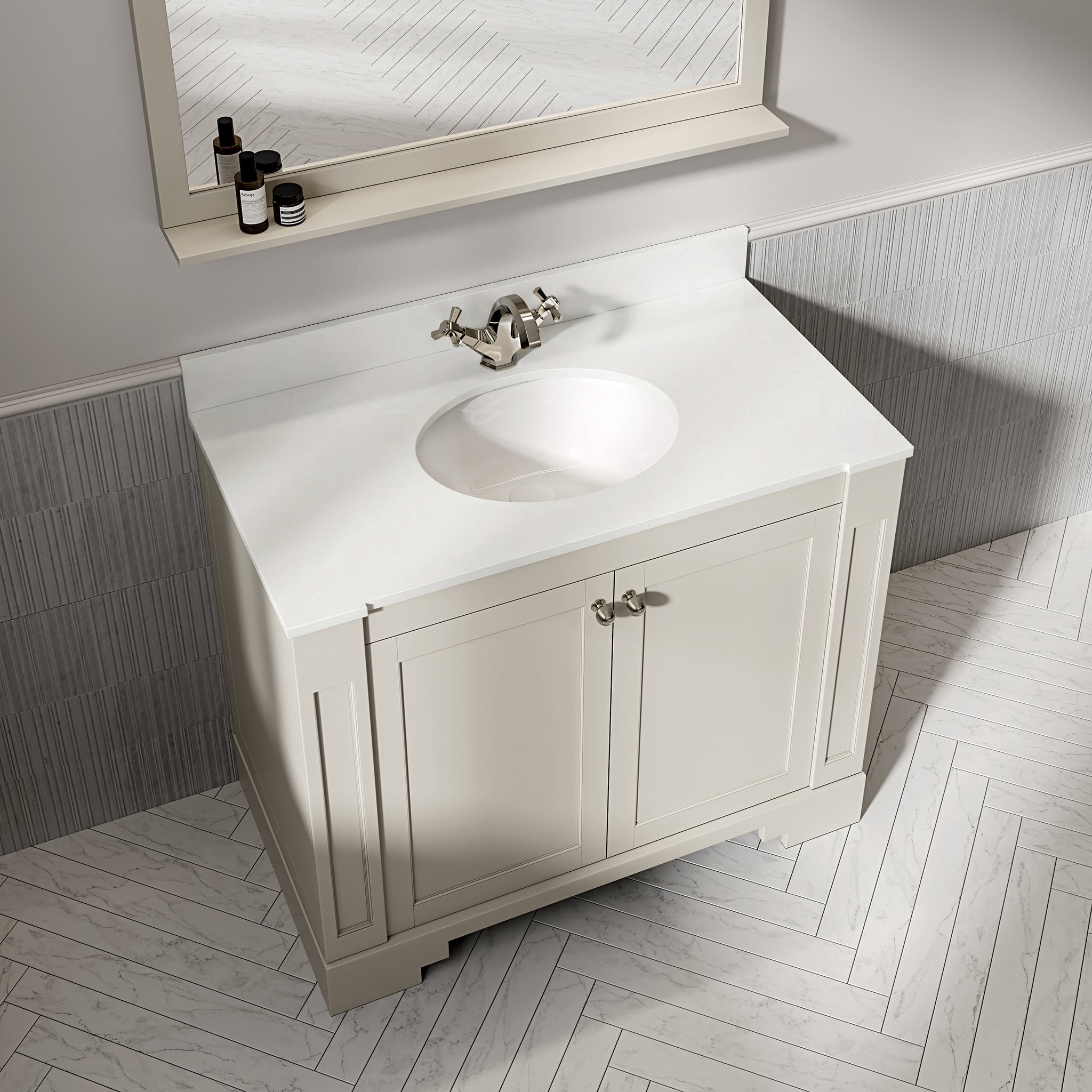 Wentworth Quartz Floorstanding Vanity Unit (Matte Stone) 1000mm