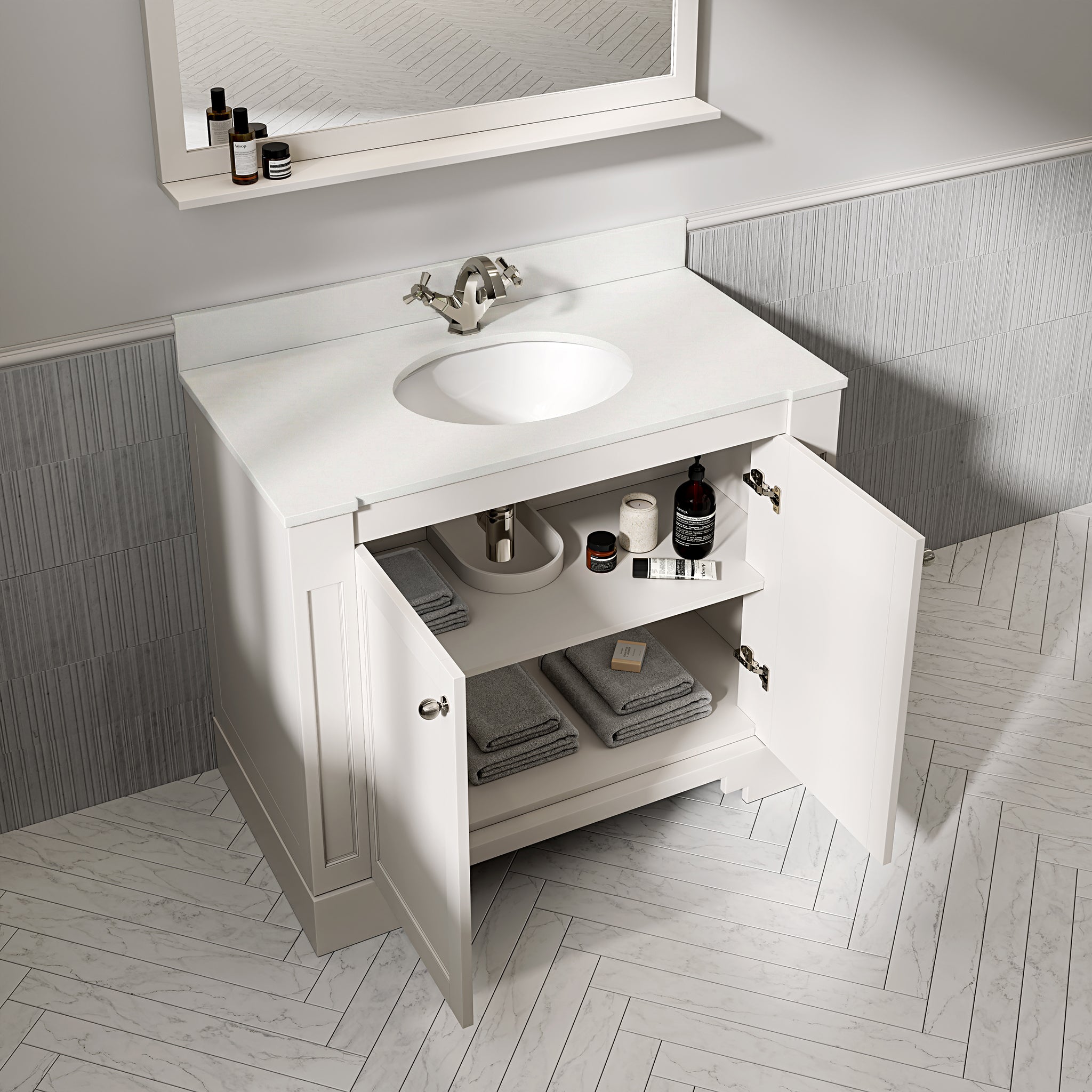 Wentworth Quartz Floorstanding Vanity Unit (Matte Cream) 1000mm