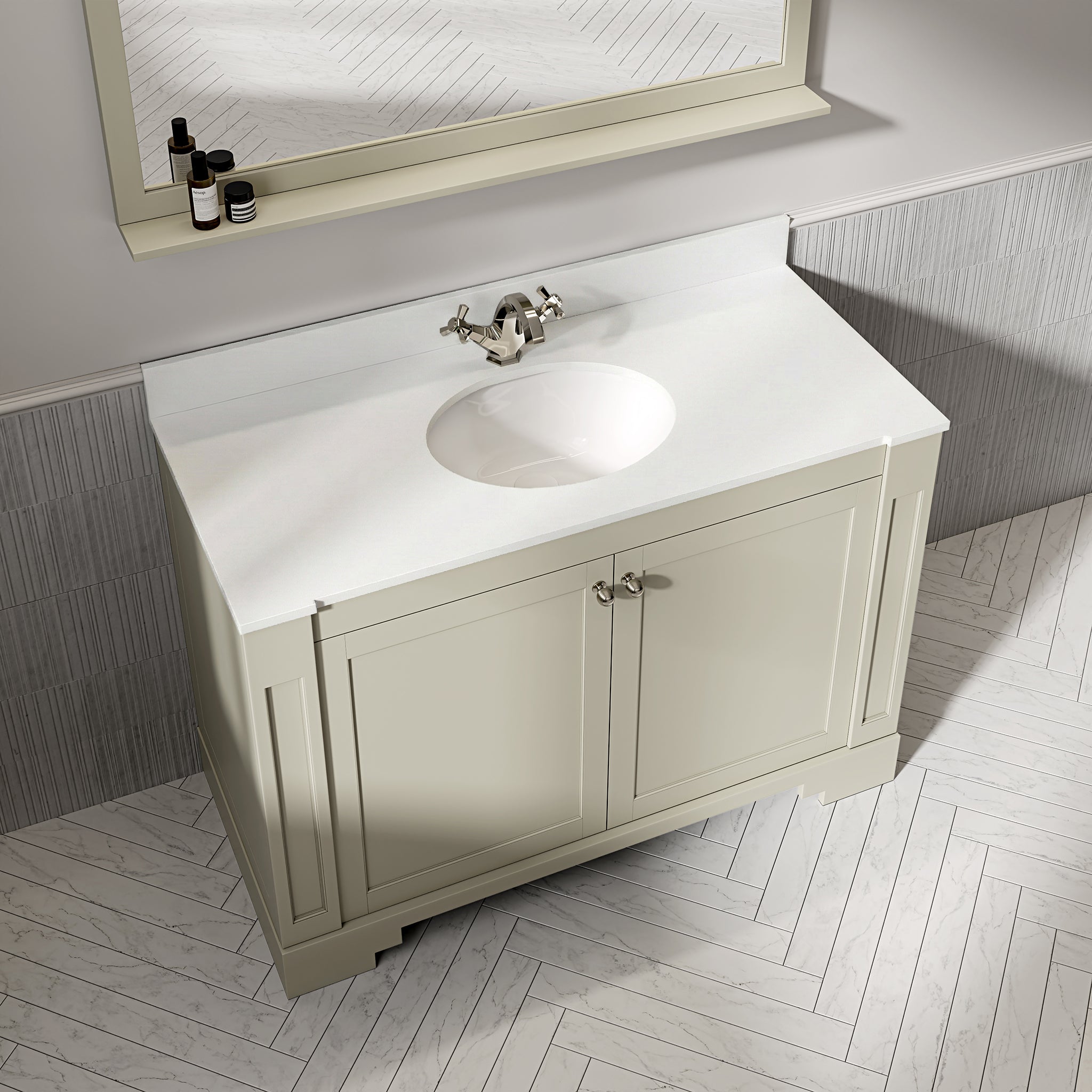 Wentworth Quartz Floorstanding Vanity Unit (Matte Olive) 1200mm