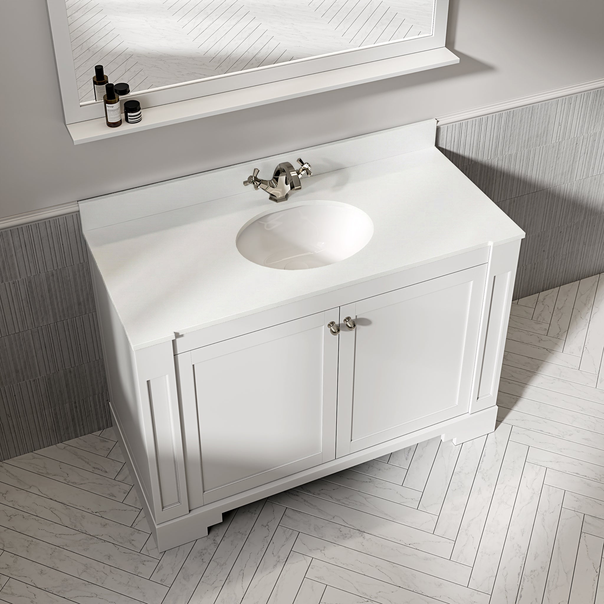 Wentworth Quartz Floorstanding Vanity Unit (Matte White) 1200mm