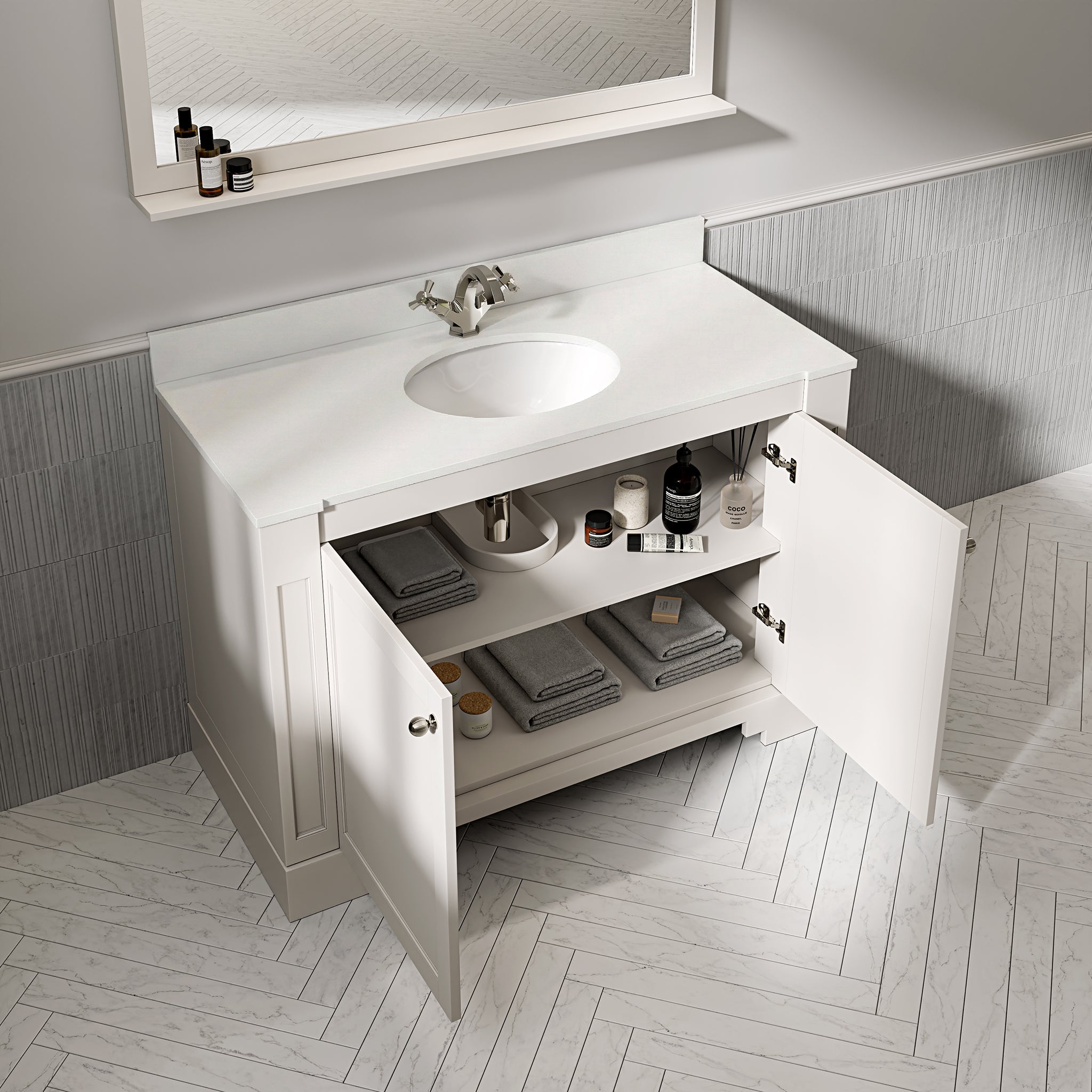 Wentworth Quartz Floorstanding Vanity Unit (Matte Cream) 1200mm