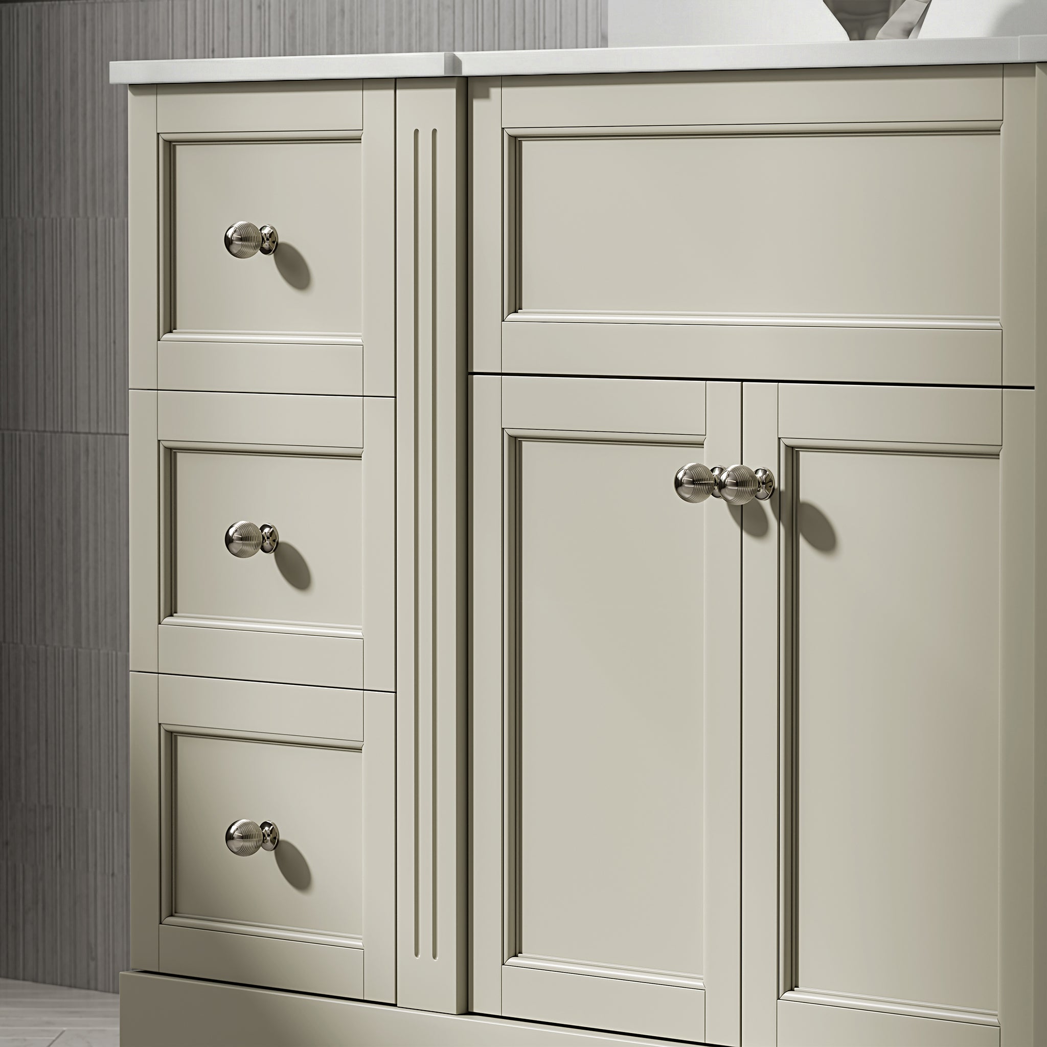 Wentworth Quartz Floorstanding Vanity Unit (Matte Olive) 1400mm