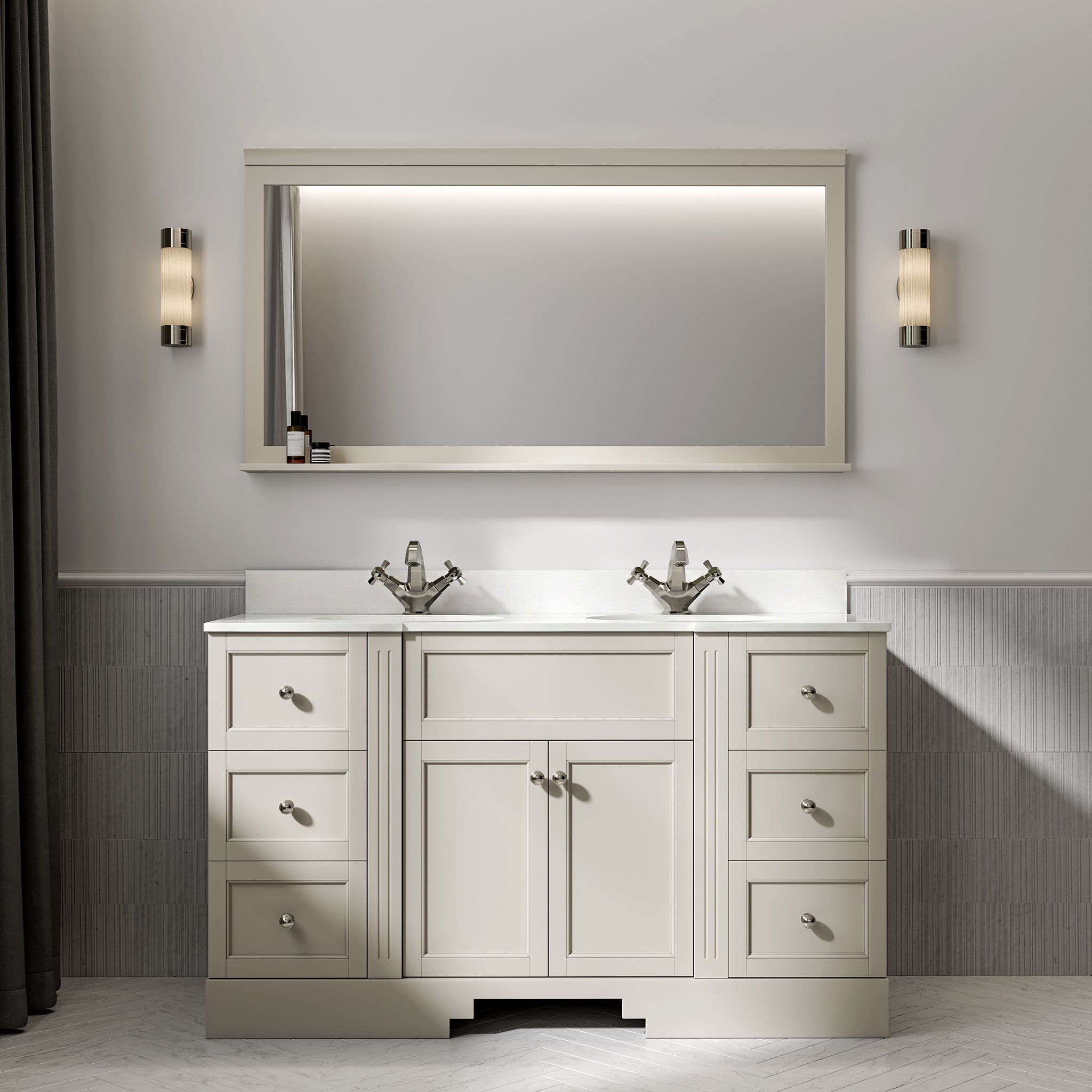 Wentworth Quartz Floorstanding Vanity Unit (Matte Stone) 1400mm