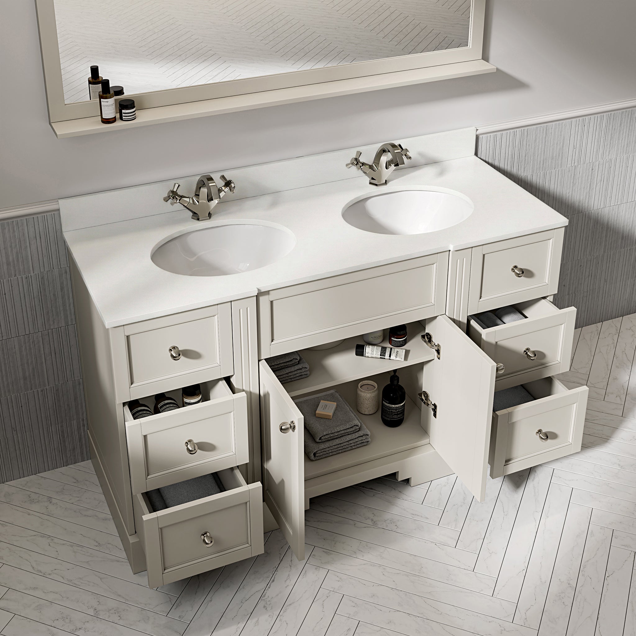 Wentworth Quartz Floorstanding Vanity Unit (Matte Stone) 1400mm