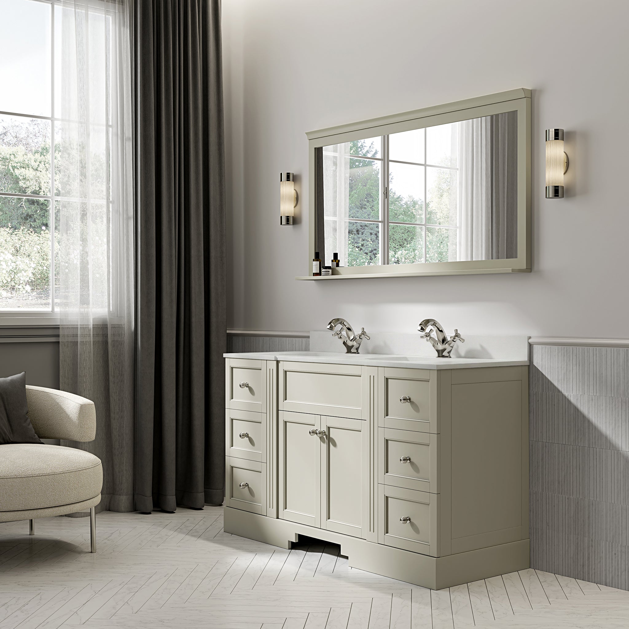 Wentworth Quartz Floorstanding Vanity Unit (Matte Olive) 1400mm