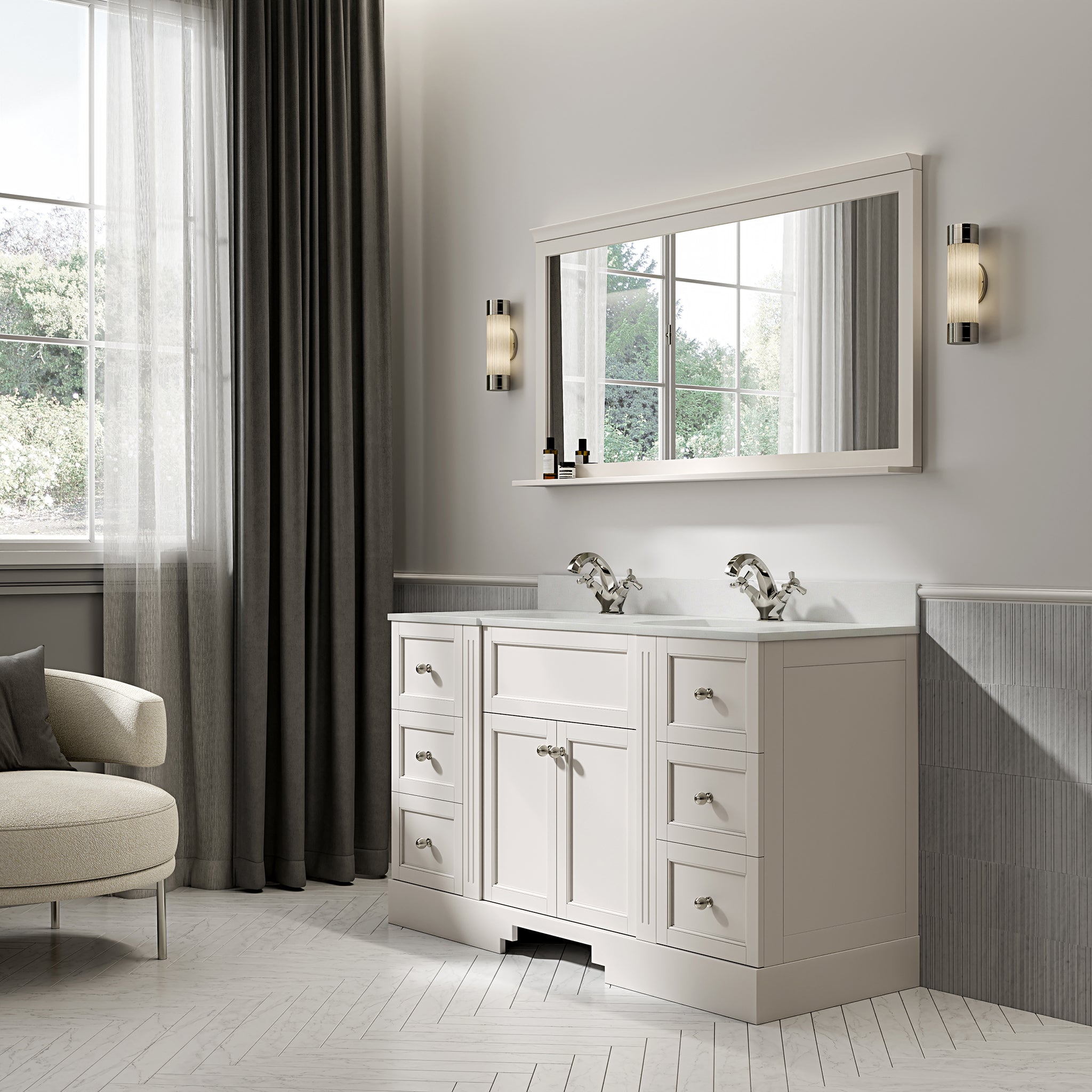 Wentworth Quartz Floorstanding Vanity Unit (Matte Cream) 1400mm