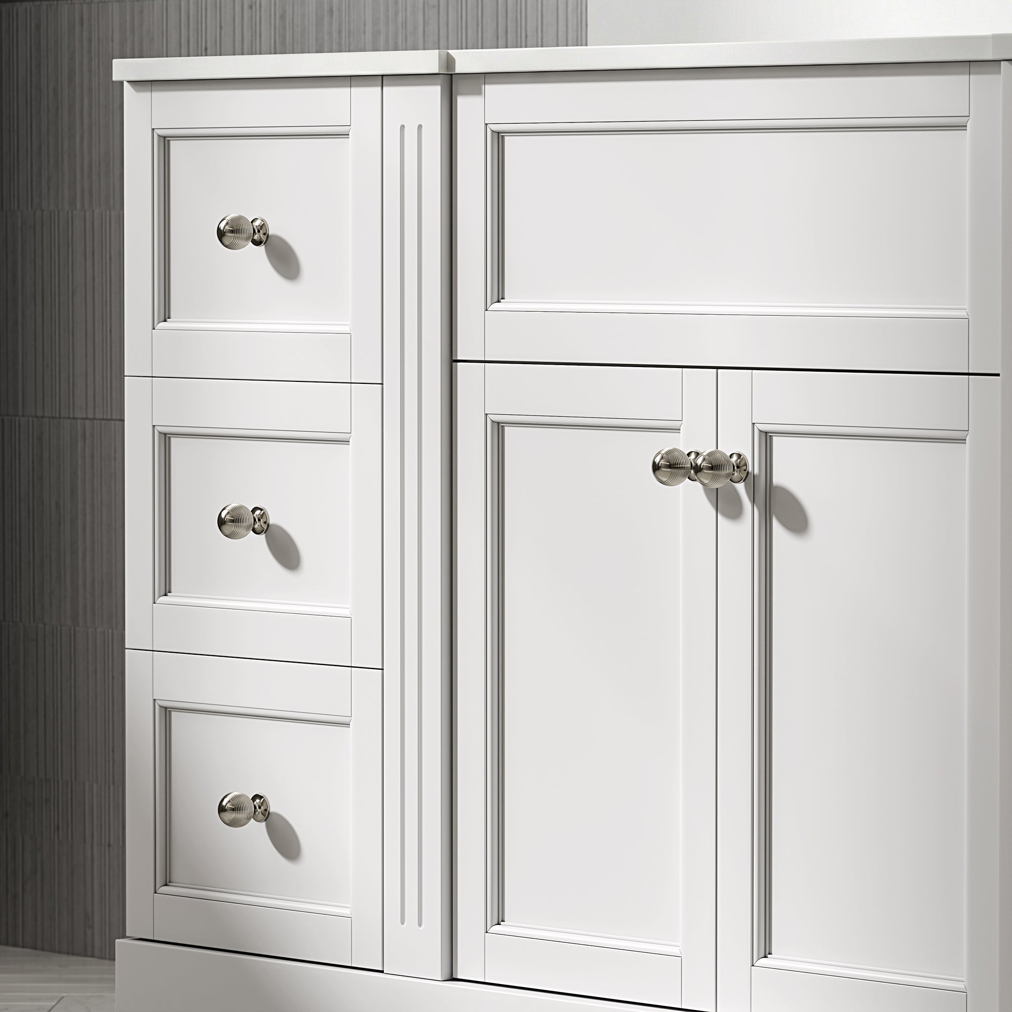 Wentworth Quartz Floorstanding Vanity Unit (Matte White) 1600mm