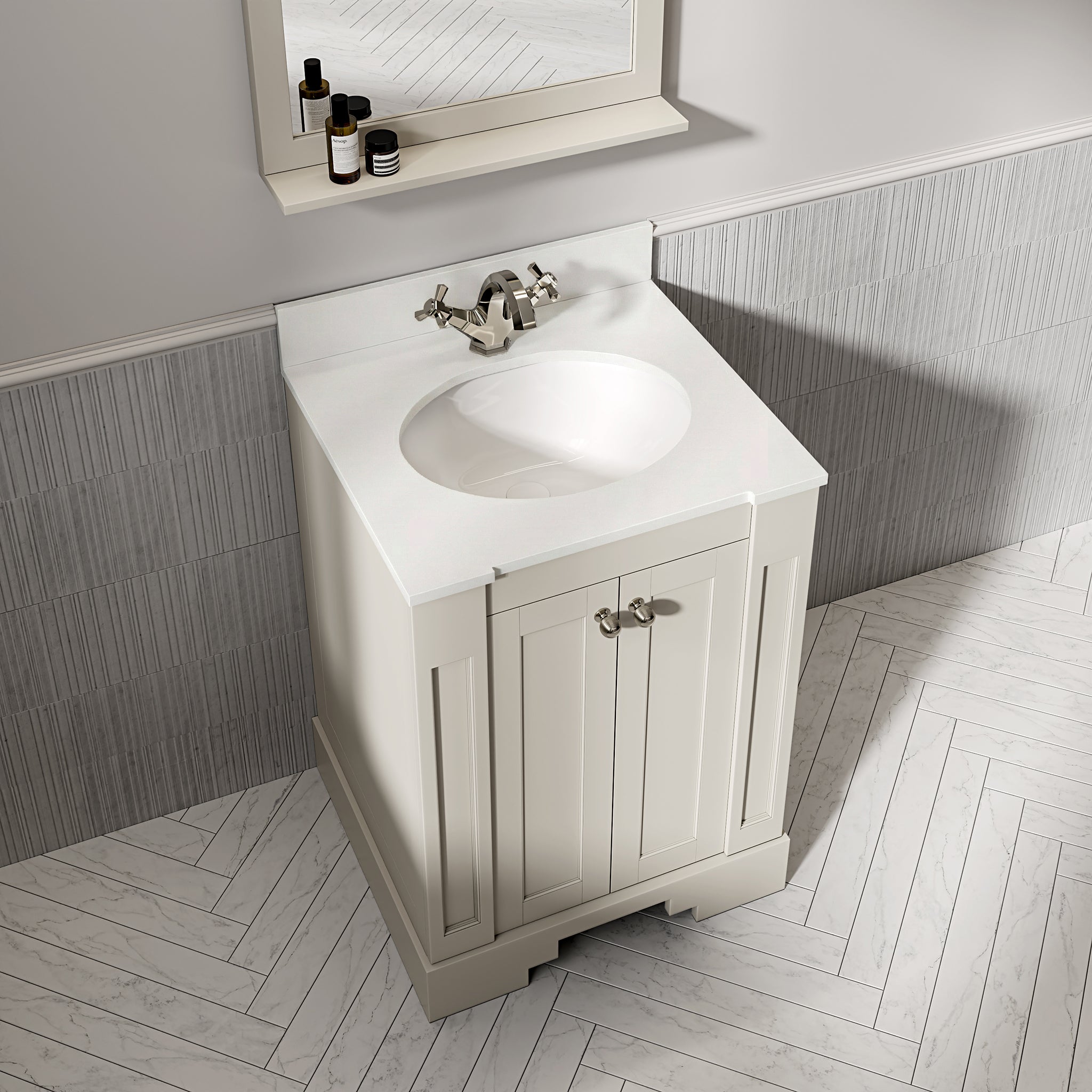 Wentworth Quartz Floorstanding Vanity Unit (Matte Stone) 600mm
