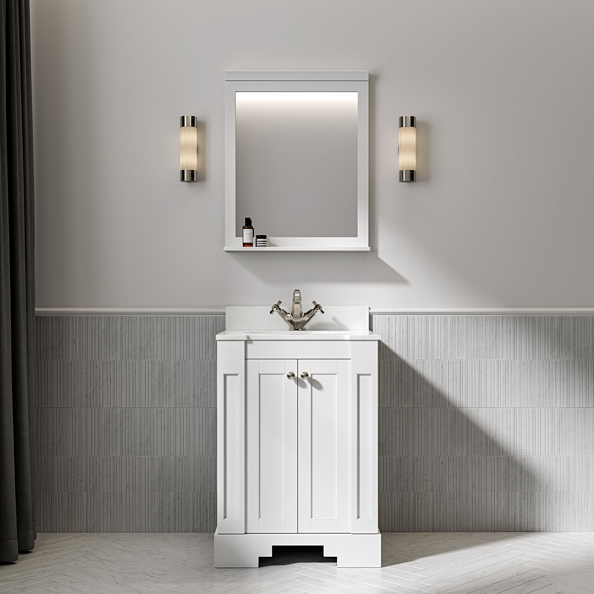 Wentworth Quartz Floorstanding Vanity Unit (Matte White) 600mm