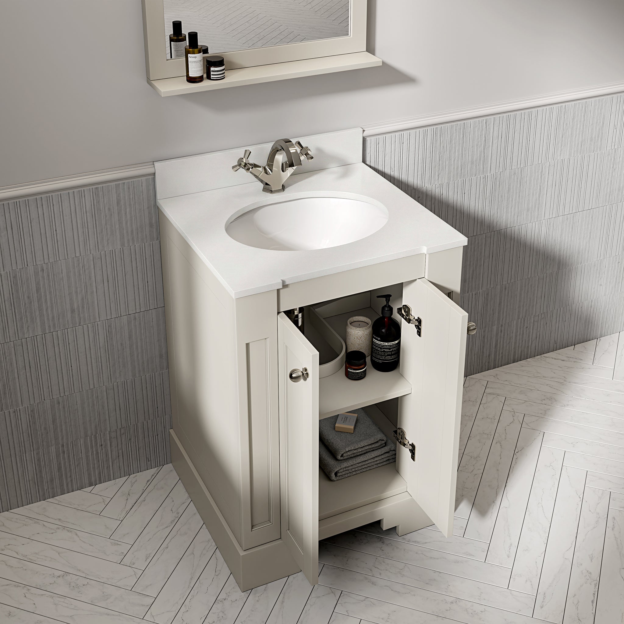 Wentworth Quartz Floorstanding Vanity Unit (Matte Stone) 600mm