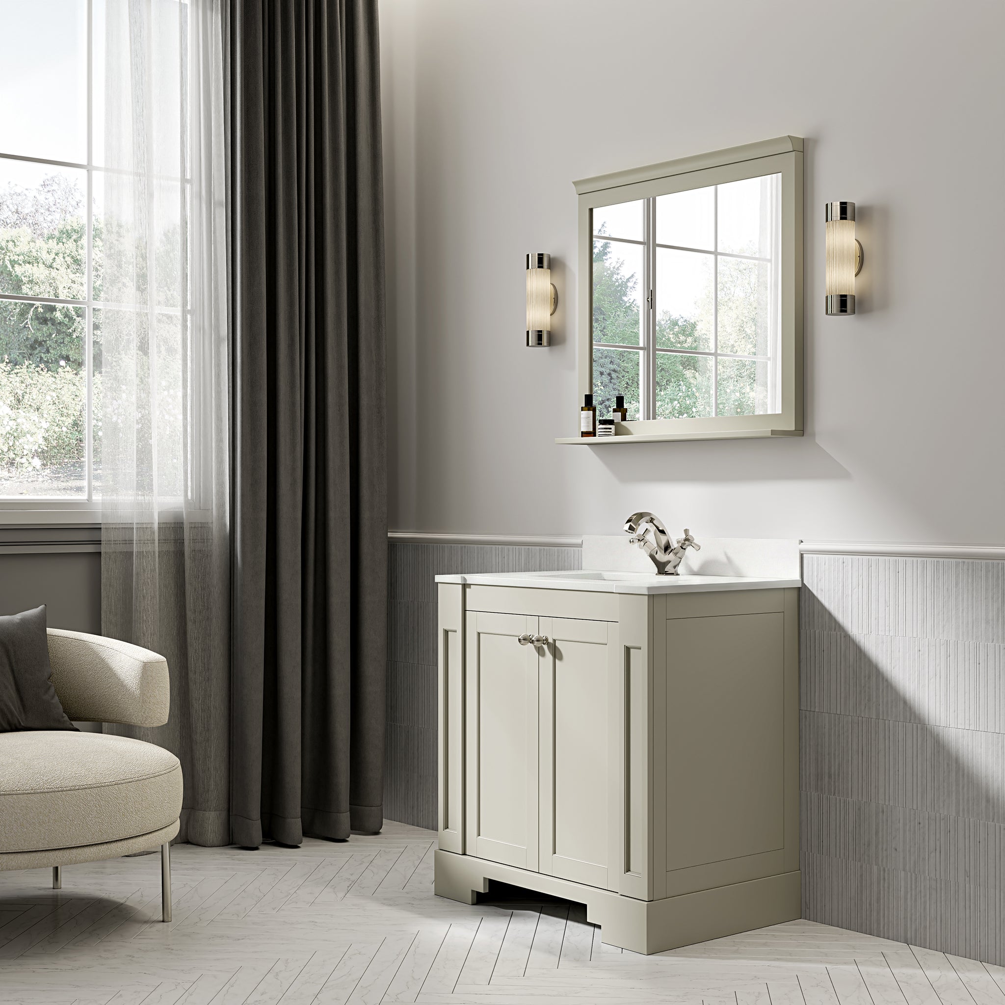 Wentworth Quartz Floorstanding Vanity Unit (Matte Olive) 800mm