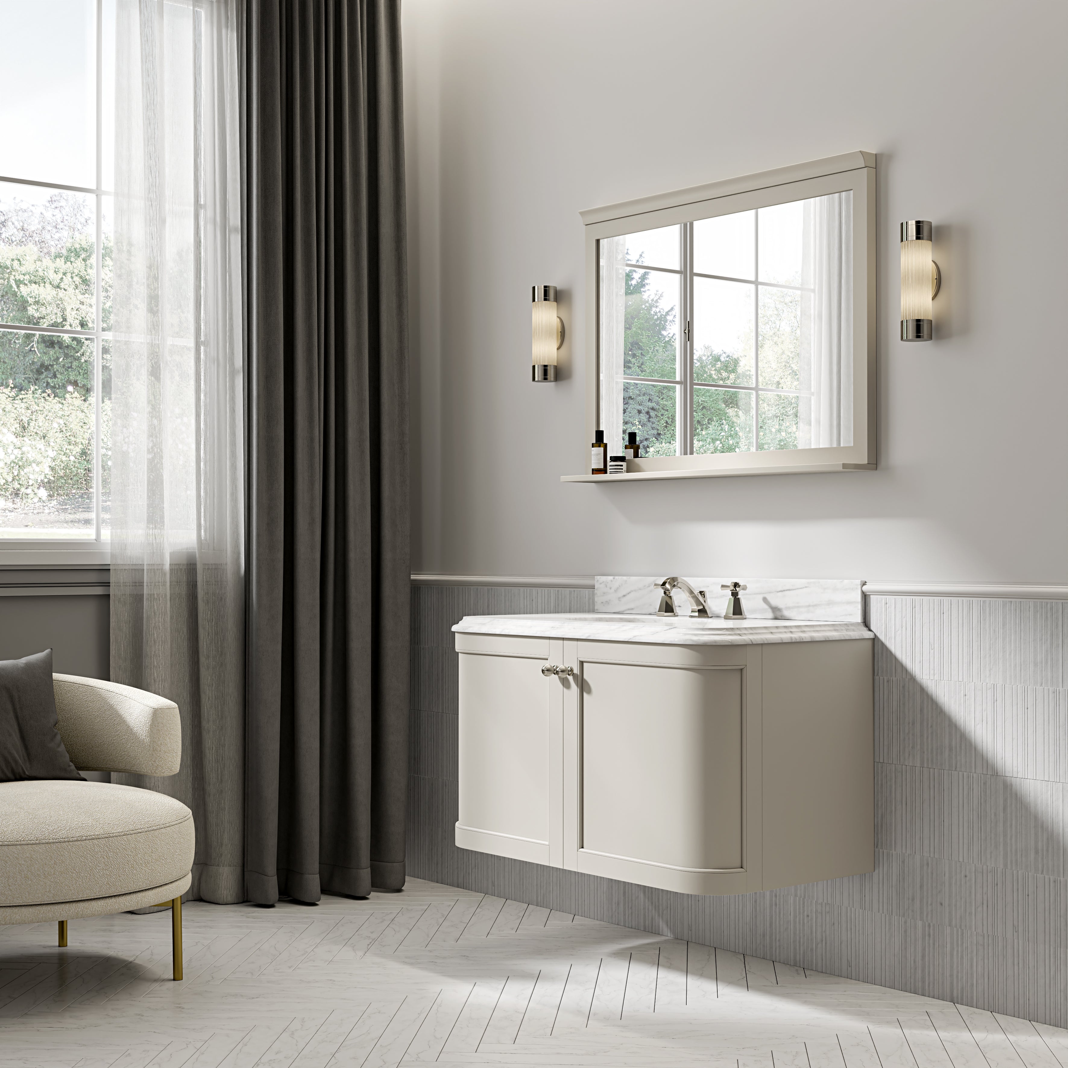 Charlbury Carrara Marble Wall Mounted Vanity Unit (Matte Stone) 1000mm