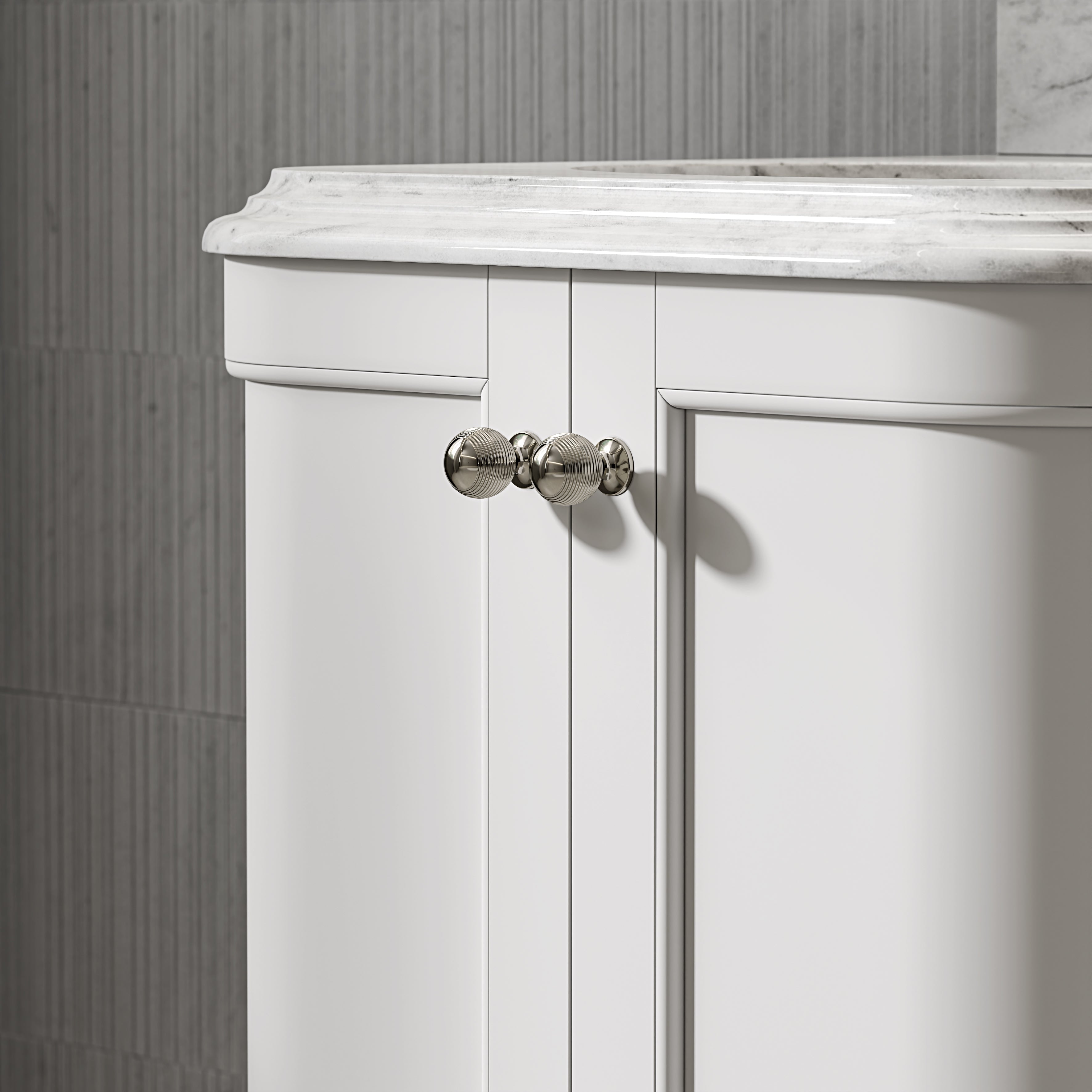 Charlbury Carrara Marble Wall Mounted Vanity Unit (Matte White) 800mm