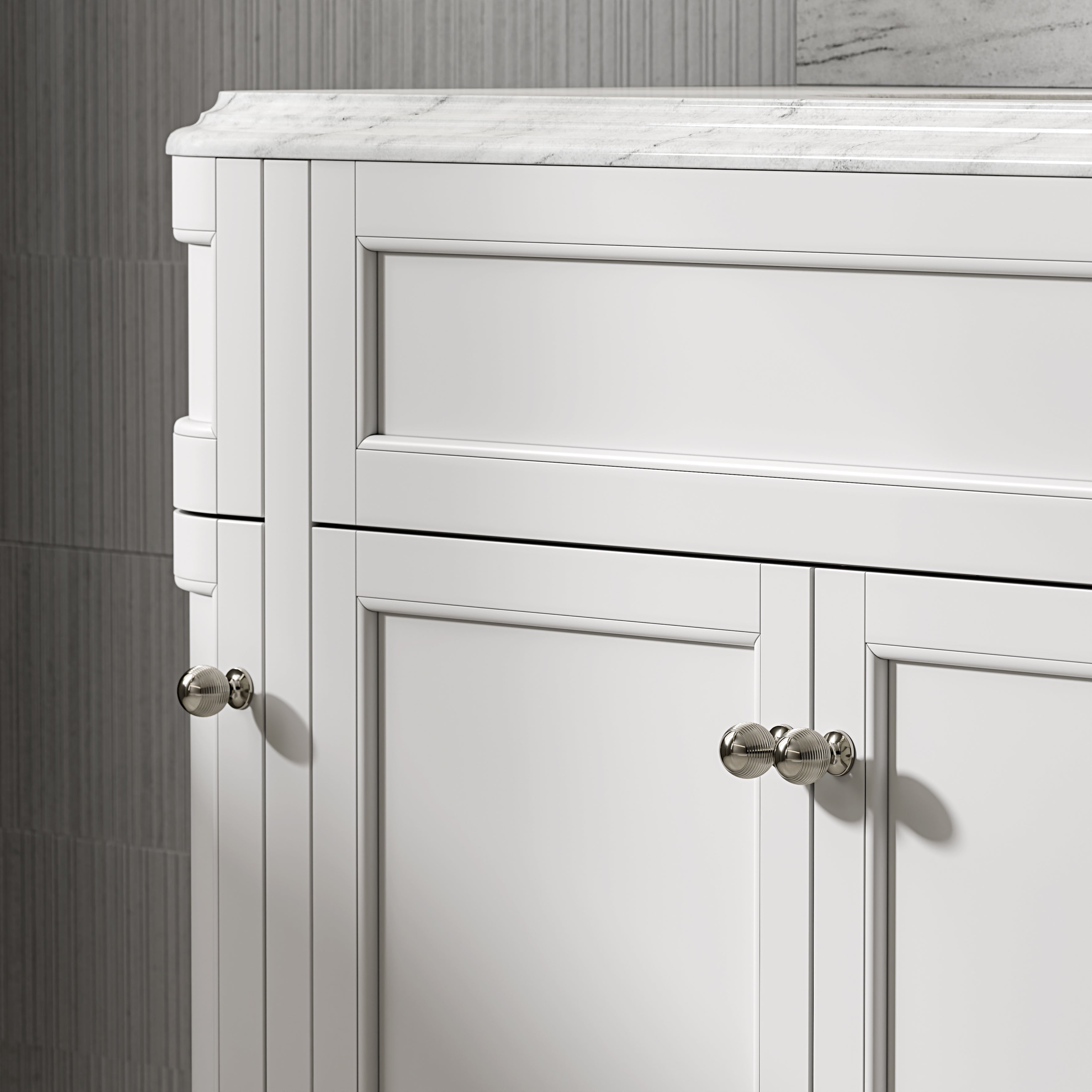 Cobham Carrara Marble Floorstanding Vanity Unit (Matte White) 1200mm