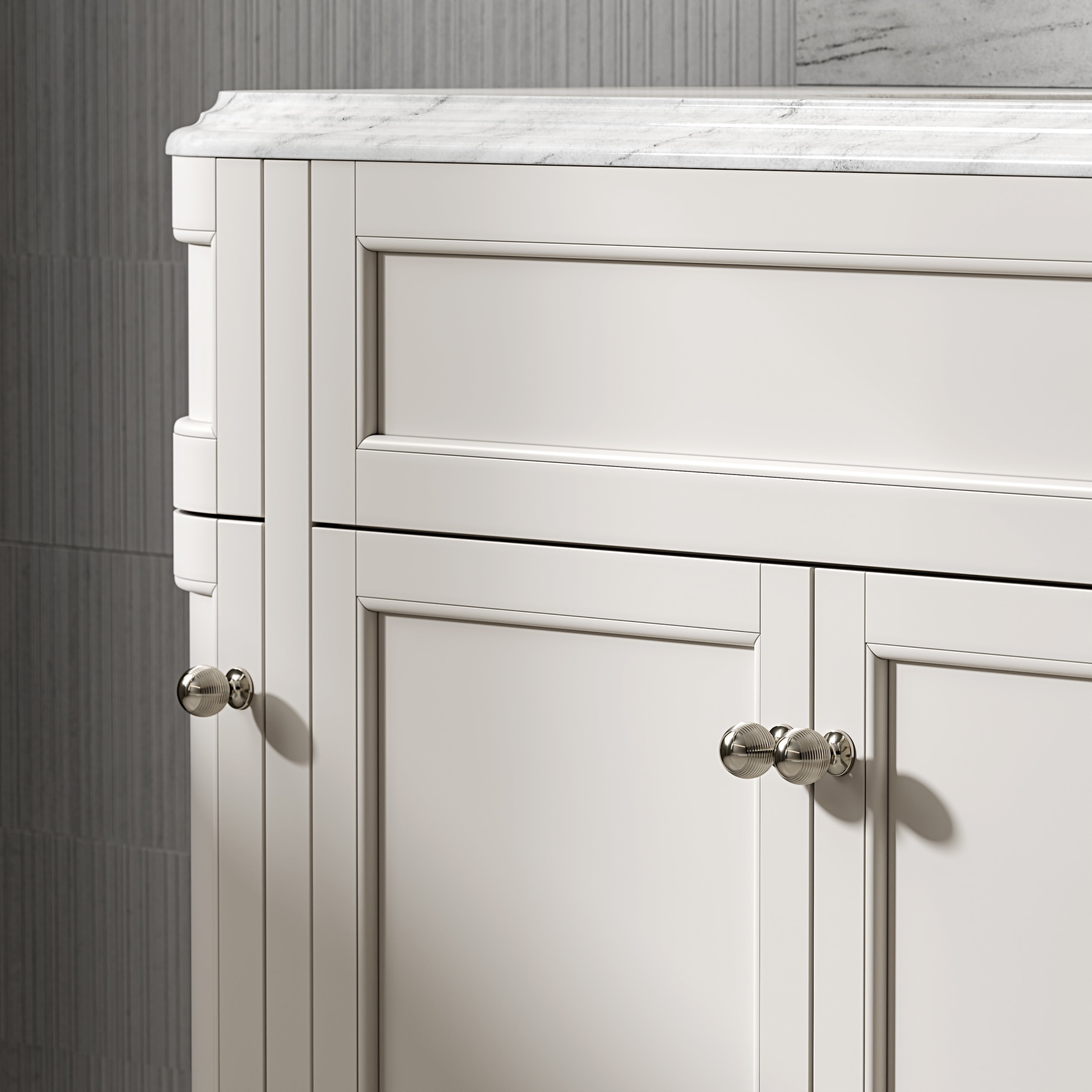 Cobham Carrara Marble Floorstanding Vanity Unit (Matte Cream) 1600mm