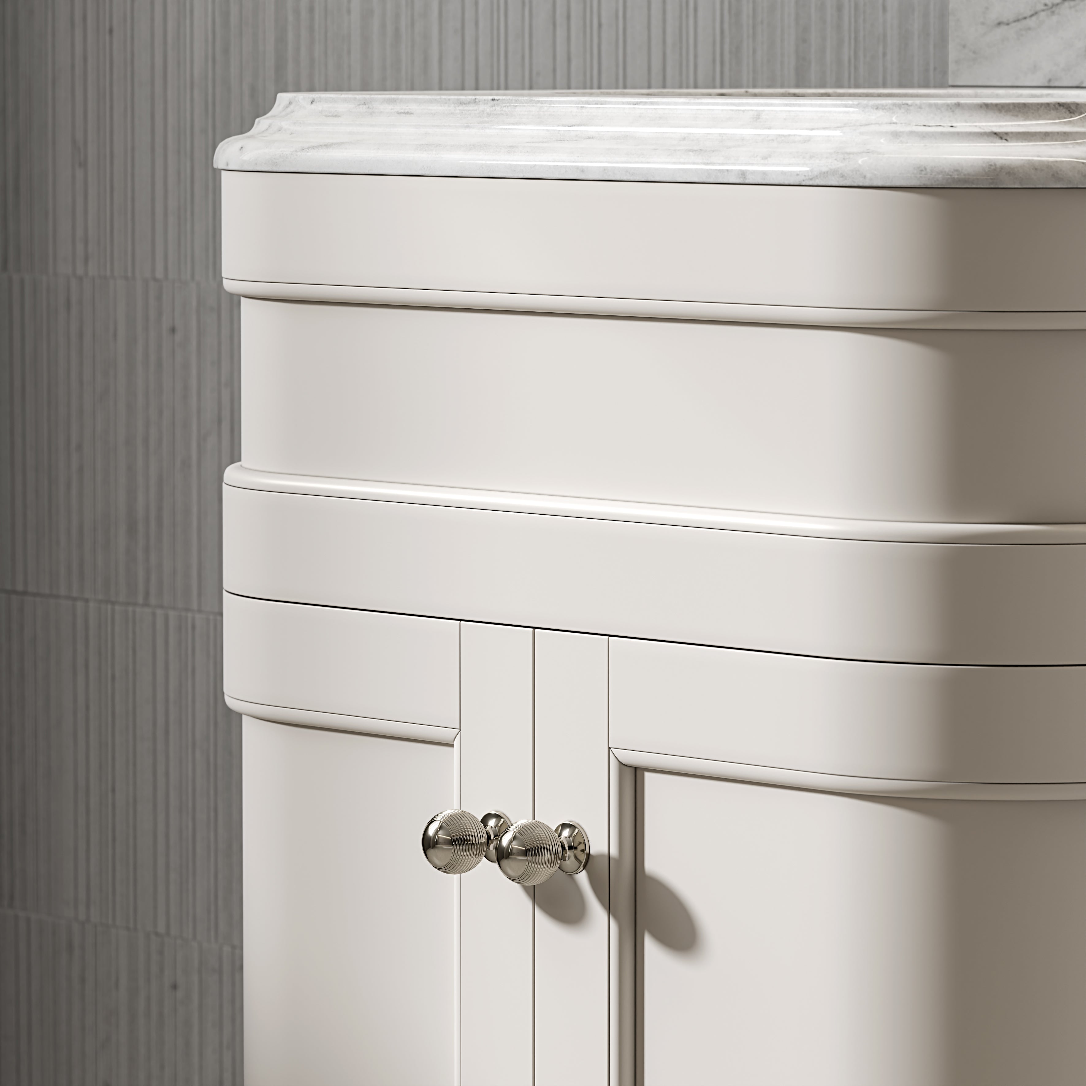 Cobham Carrara Marble Floorstanding Vanity Unit (Matte Cream) 600mm