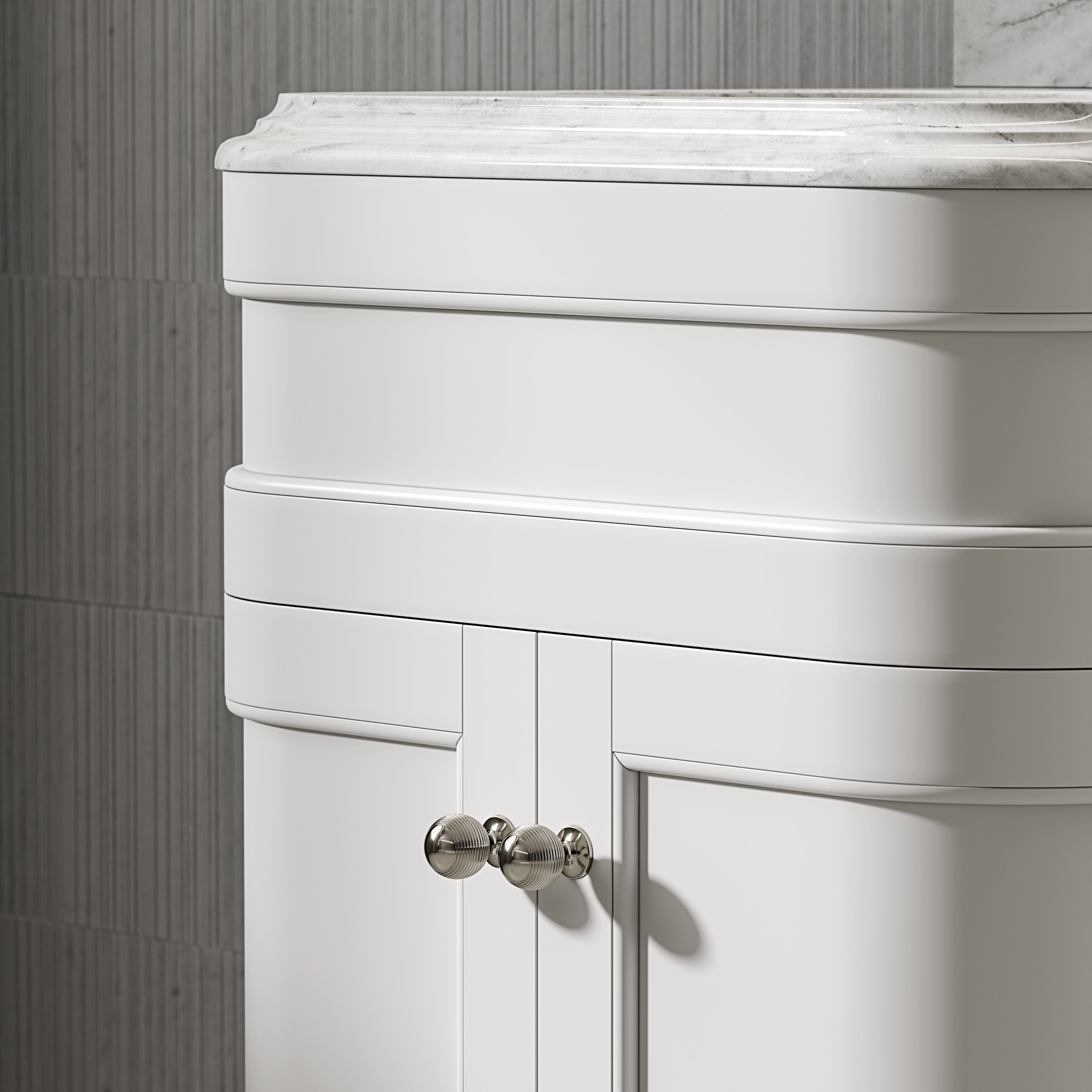 Cobham Carrara Marble Floorstanding Vanity Unit (Matte White) 600mm