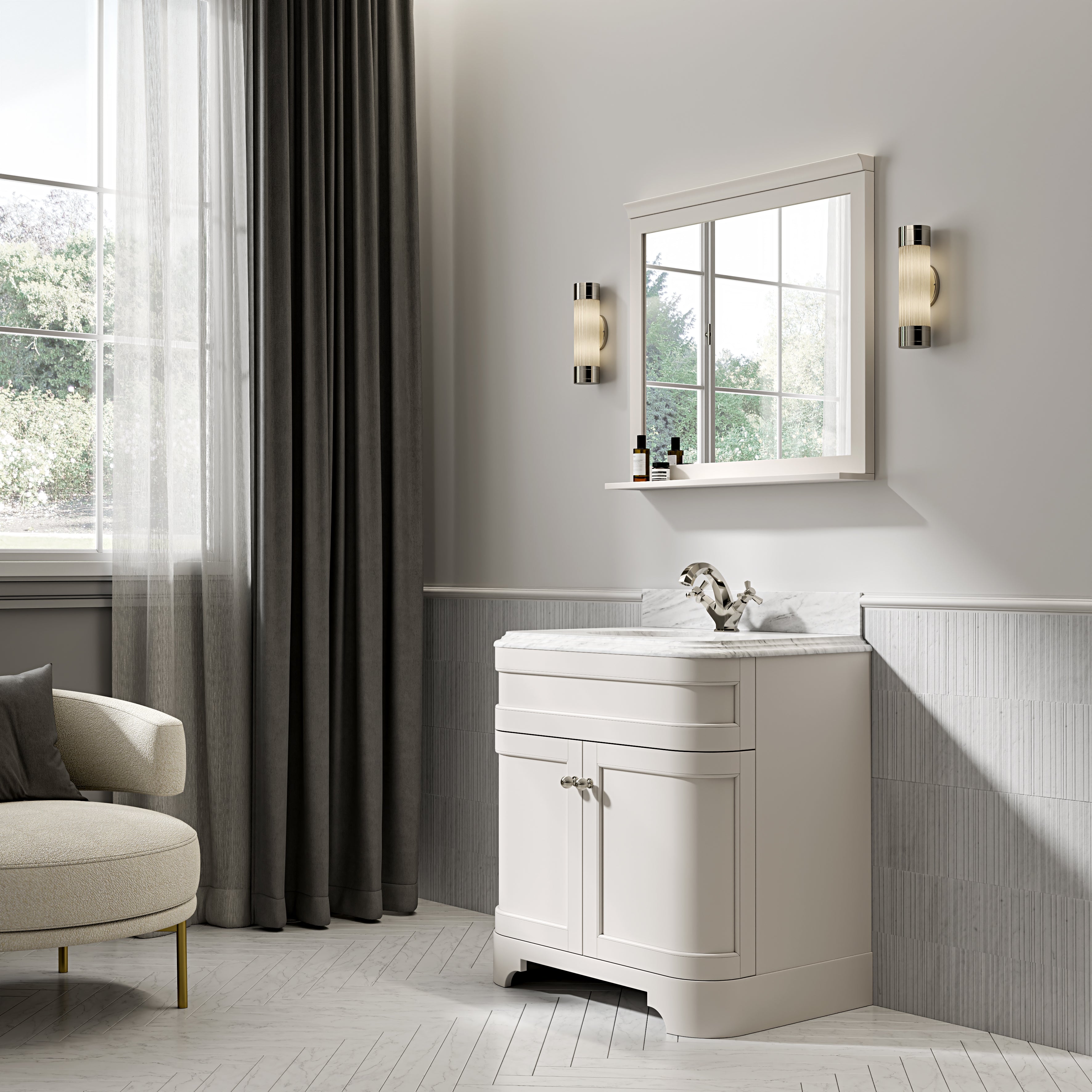 Cobham Carrara Marble Floorstanding Vanity Unit (Matte Cream) 800mm