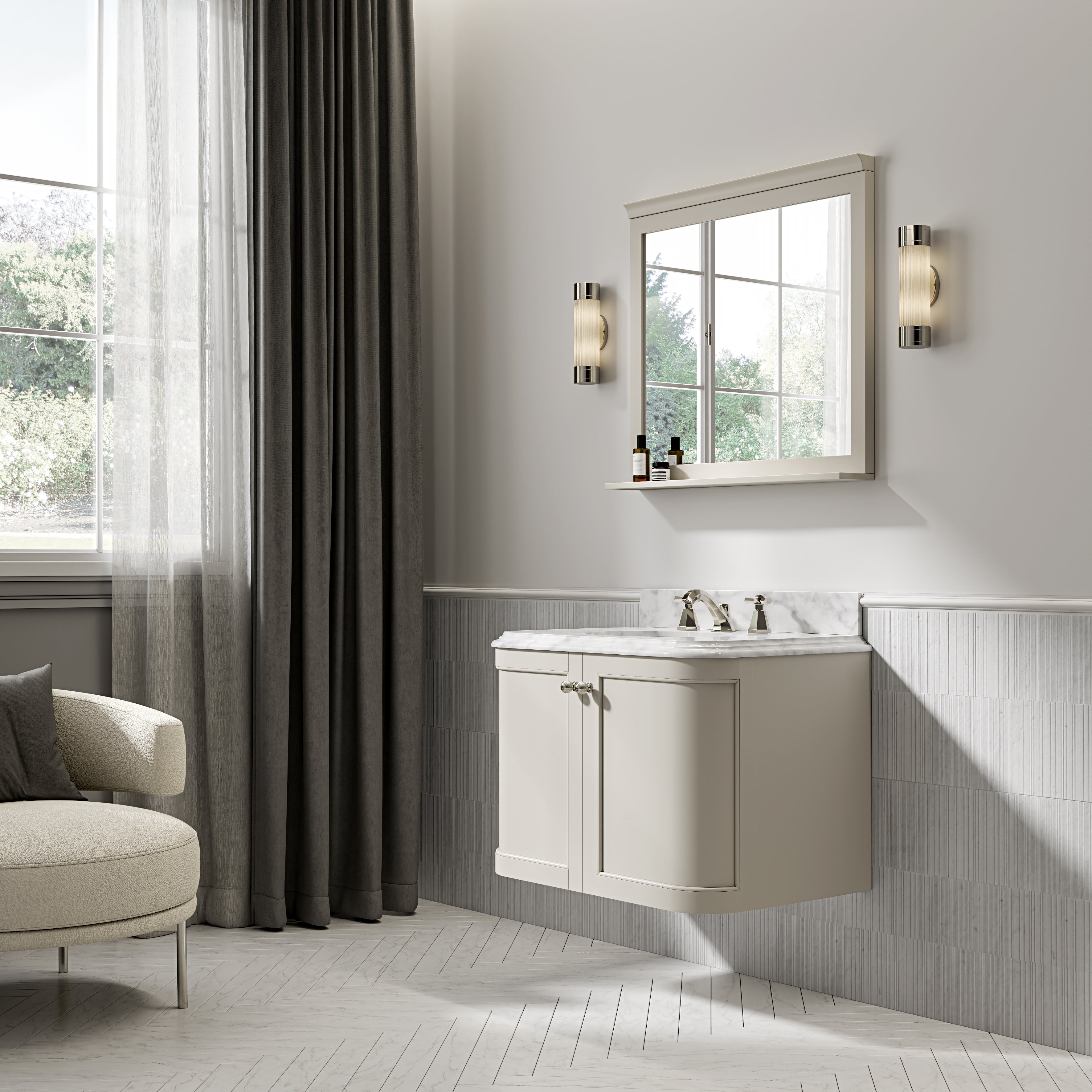 Charlbury Carrara Marble Wall Mounted Vanity Unit (Matte Stone) 800mm