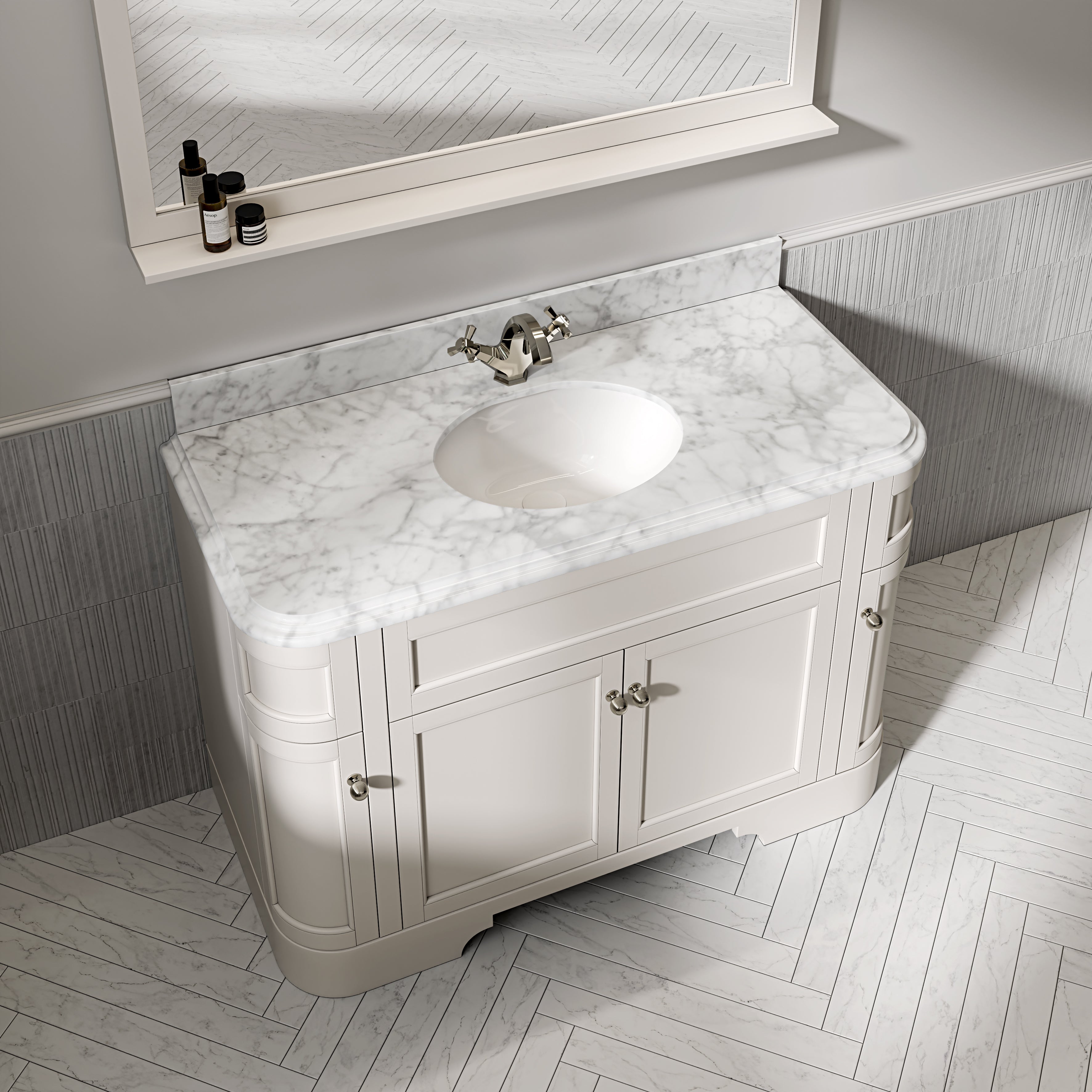 Cobham Carrara Marble Floorstanding Vanity Unit (Matte Cream) 1200mm
