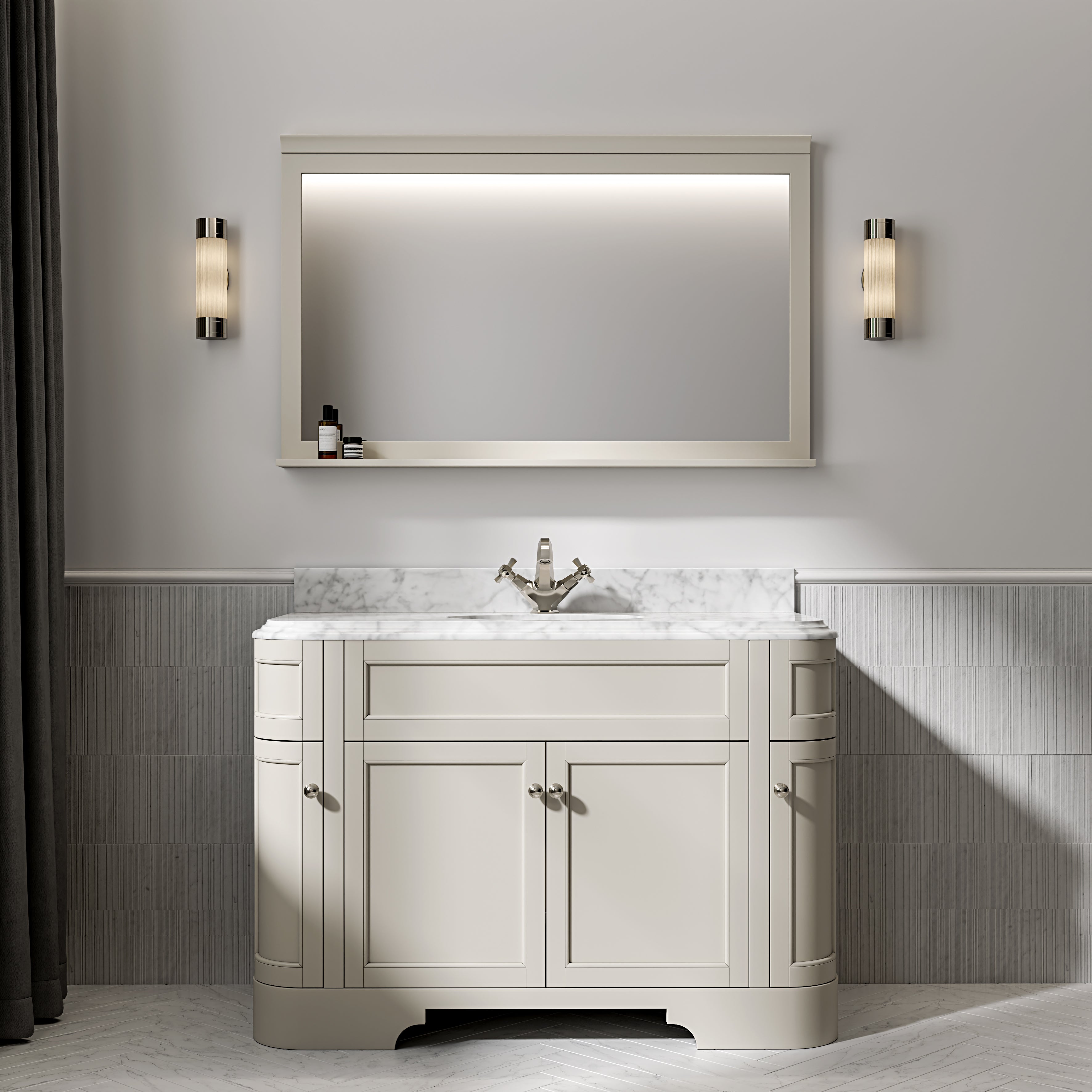 Cobham Carrara Marble Floorstanding Vanity Unit (Matte Stone) 1200mm