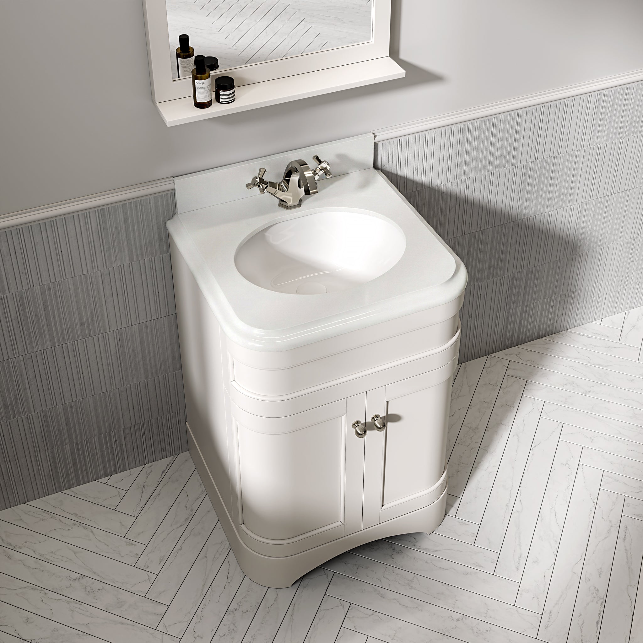 Cobham Quartz Floorstanding Vanity Unit (Matte Cream) 600mm