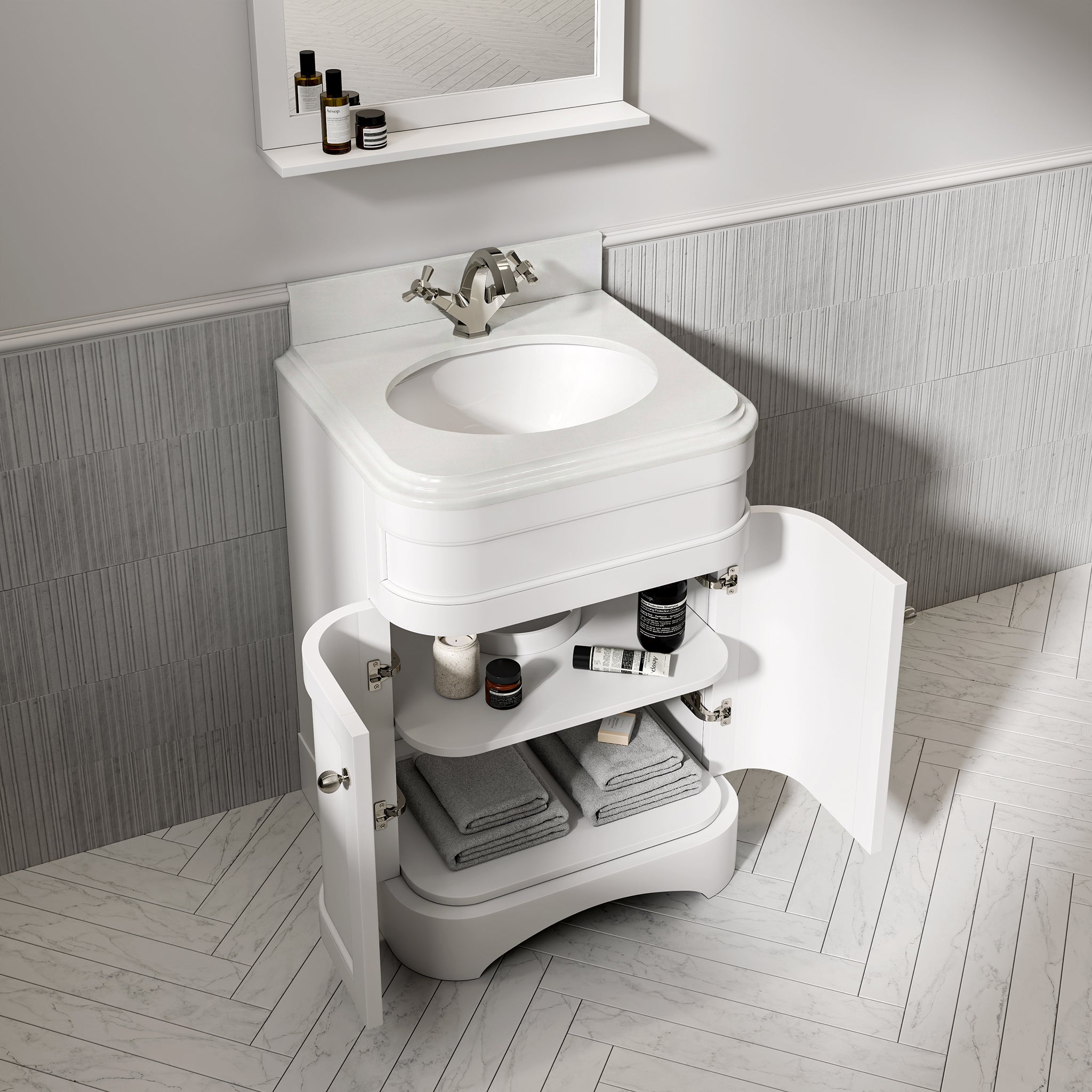 Cobham Quartz Floorstanding Vanity Unit (Matte White) 600mm