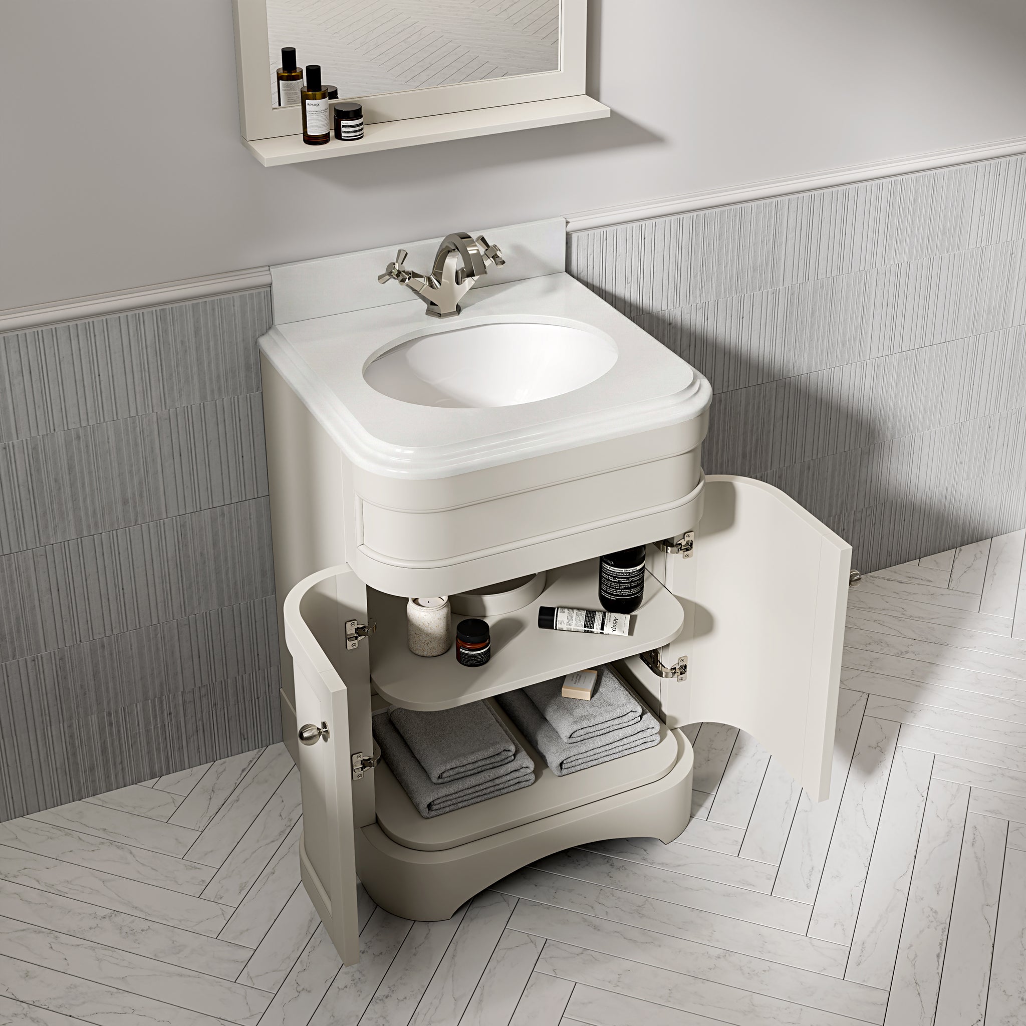 Cobham Quartz Floorstanding Vanity Unit (Matte Stone) 600mm