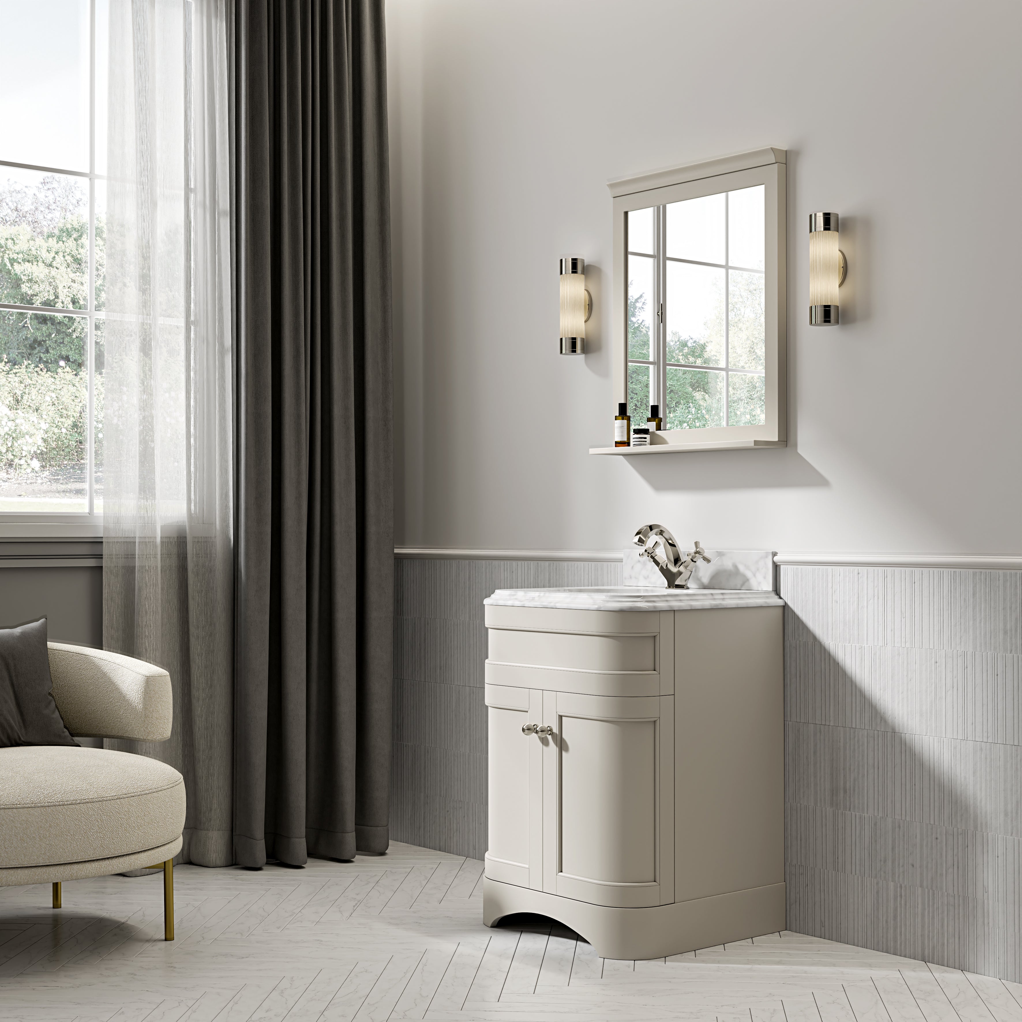 Cobham Carrara Marble Floorstanding Vanity Unit (Matte Stone) 600mm