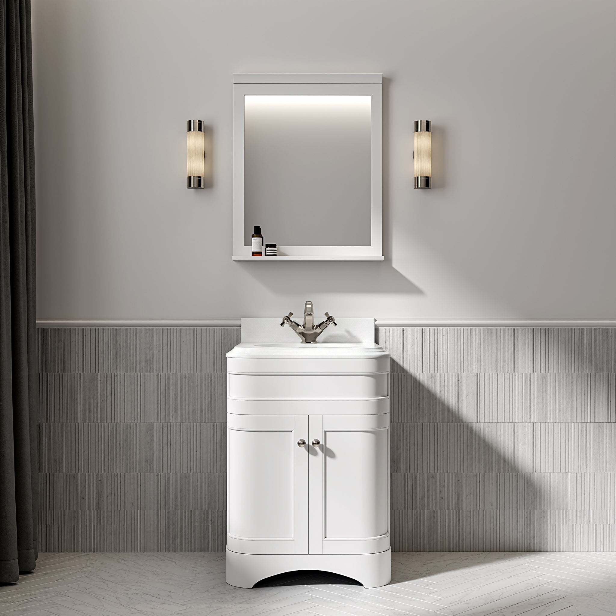 Cobham Quartz Floorstanding Vanity Unit (Matte White) 600mm