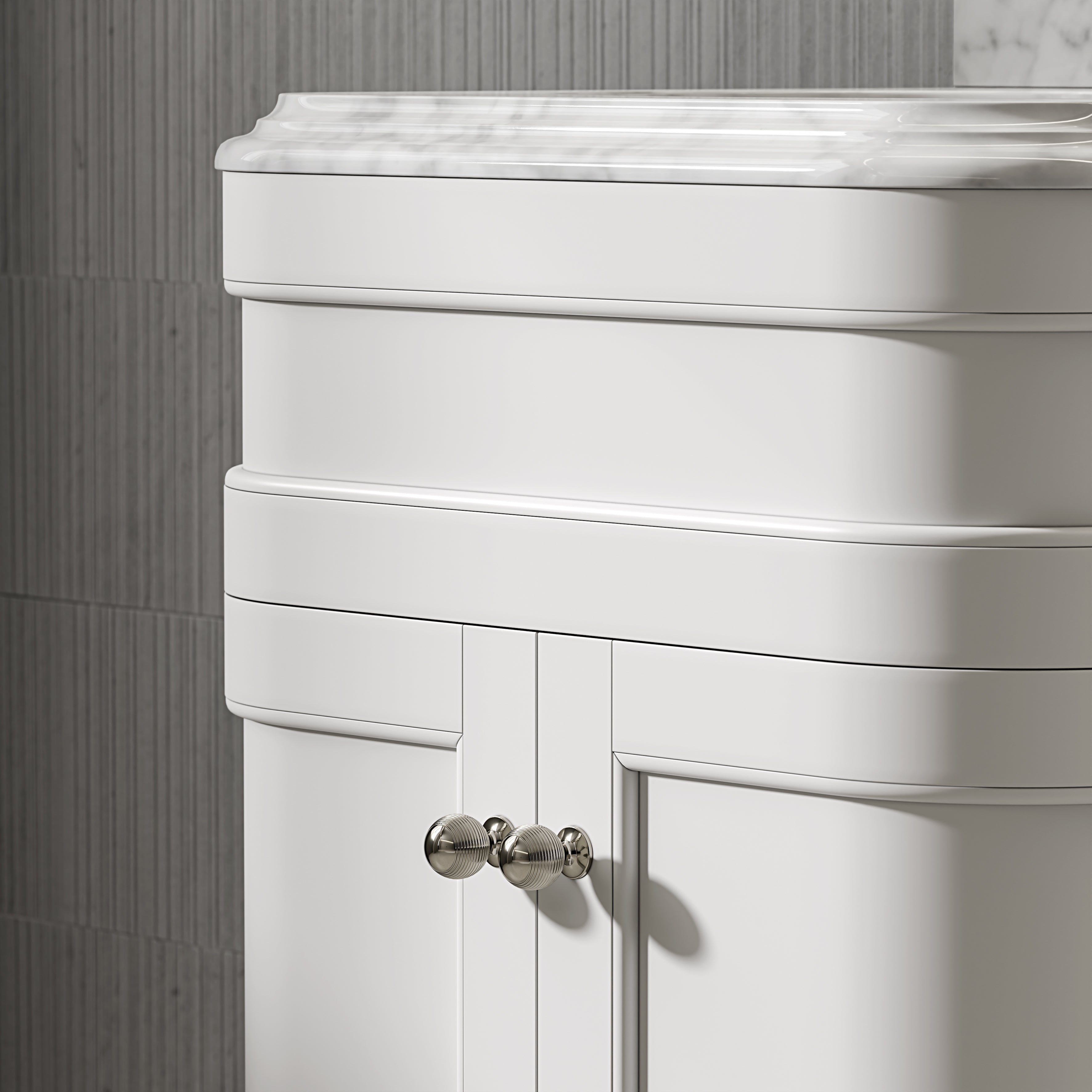 Cobham Carrara Marble Floorstanding Vanity Unit (Matte White) 800mm
