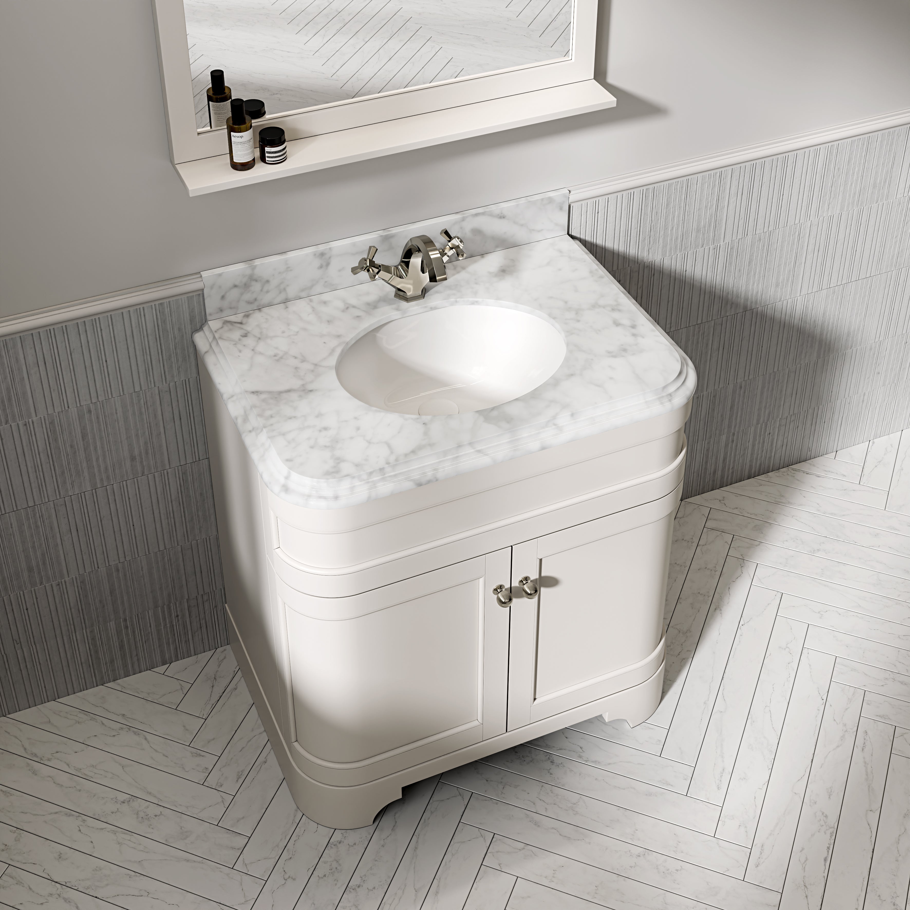 Cobham Carrara Marble Floorstanding Vanity Unit (Matte Cream) 800mm