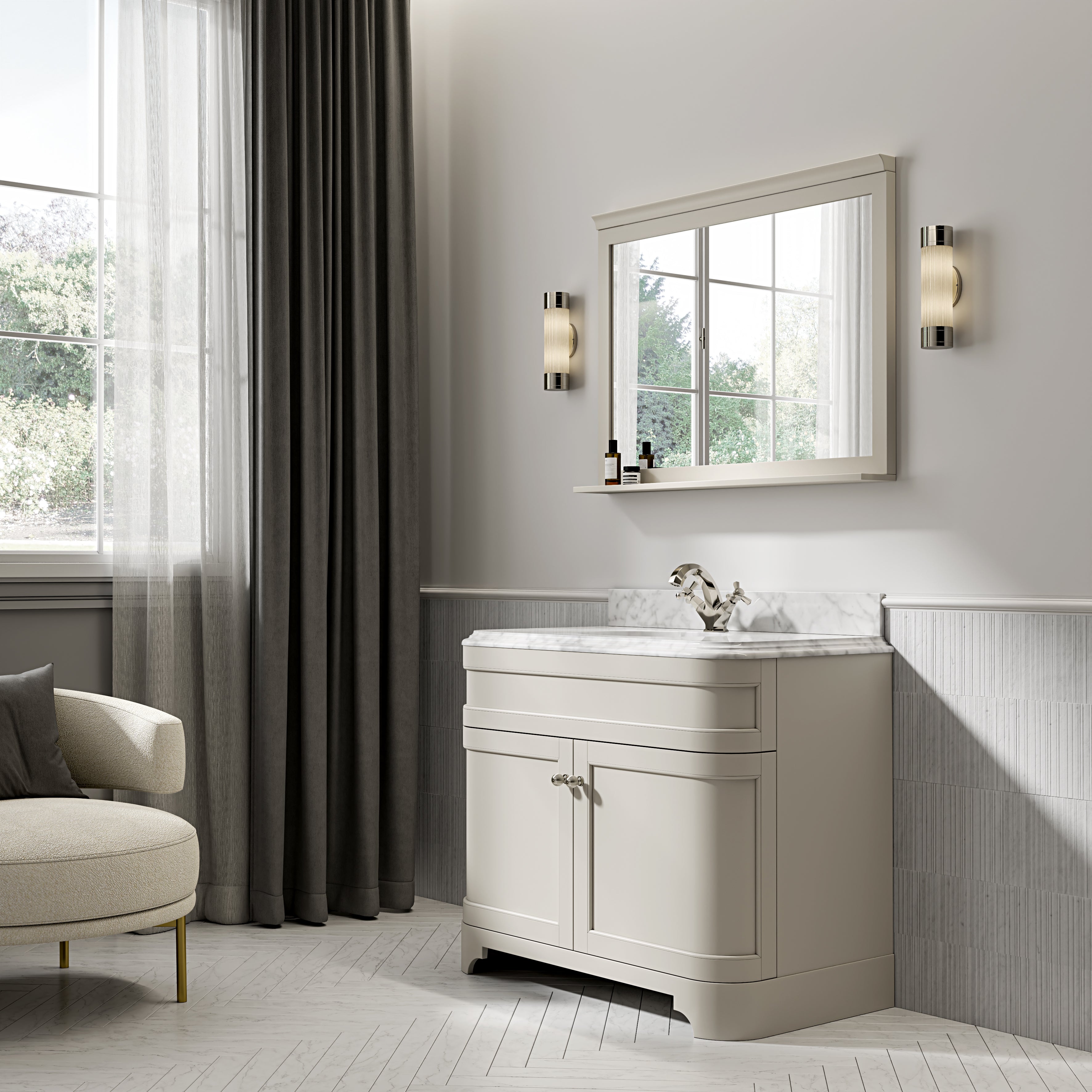 Cobham Carrara Marble Floorstanding Vanity Unit (Matte Stone) 1000mm