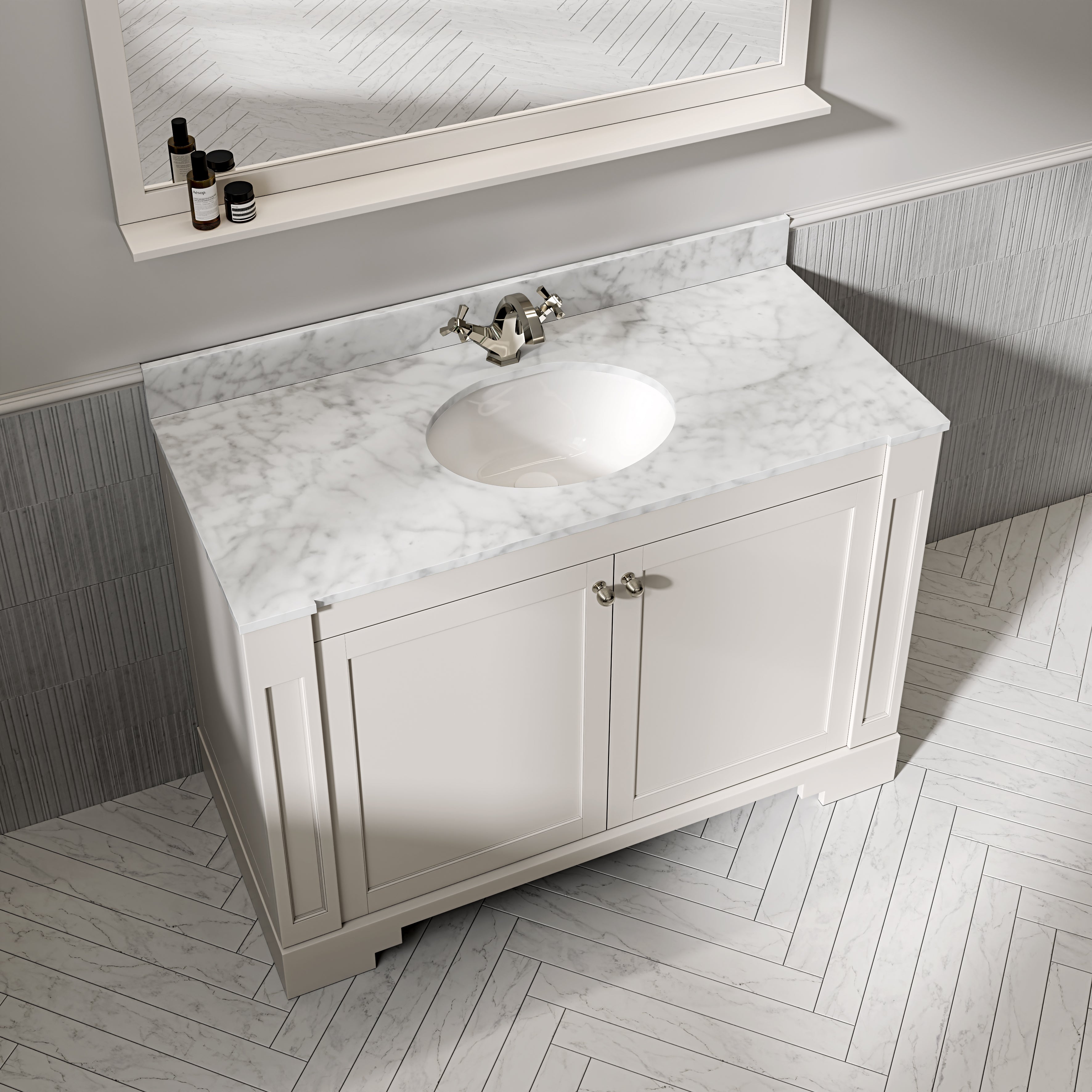 Wentworth Carrara Marble Floorstanding Vanity Unit (Matte Cream) 1200mm