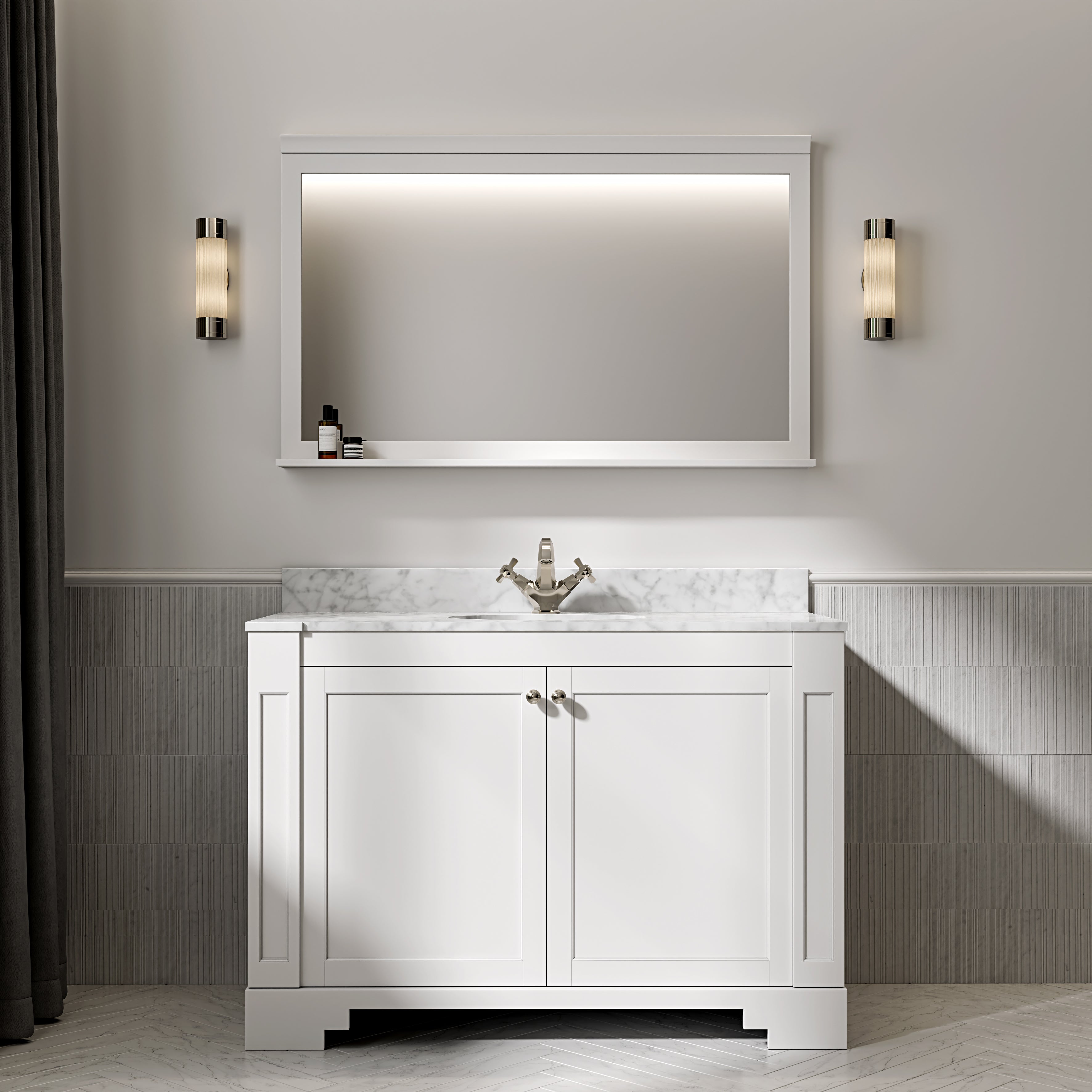 Wentworth Carrara Marble Floorstanding Vanity Unit (Matte White) 1200mm