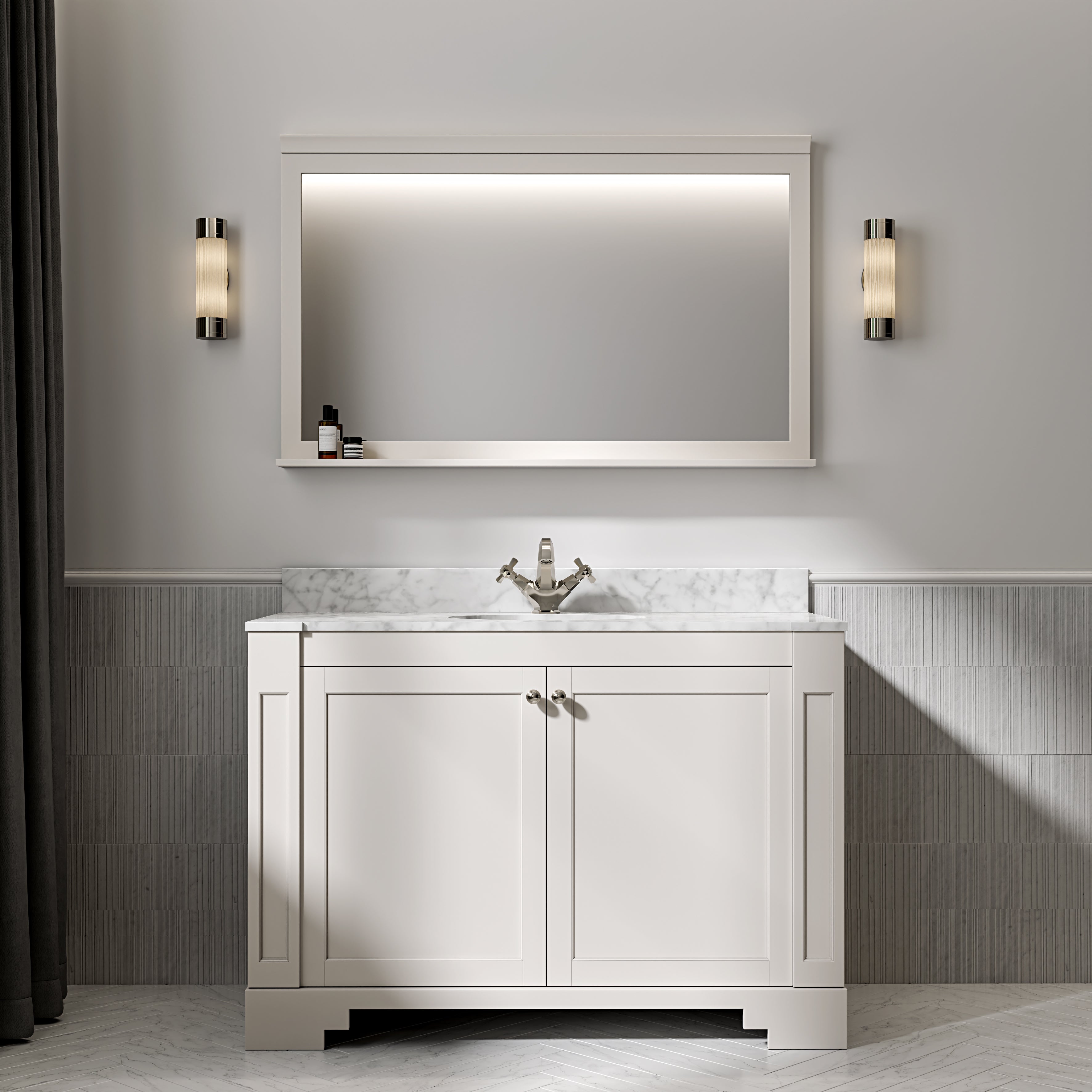 Wentworth Carrara Marble Floorstanding Vanity Unit (Matte Cream) 1200mm