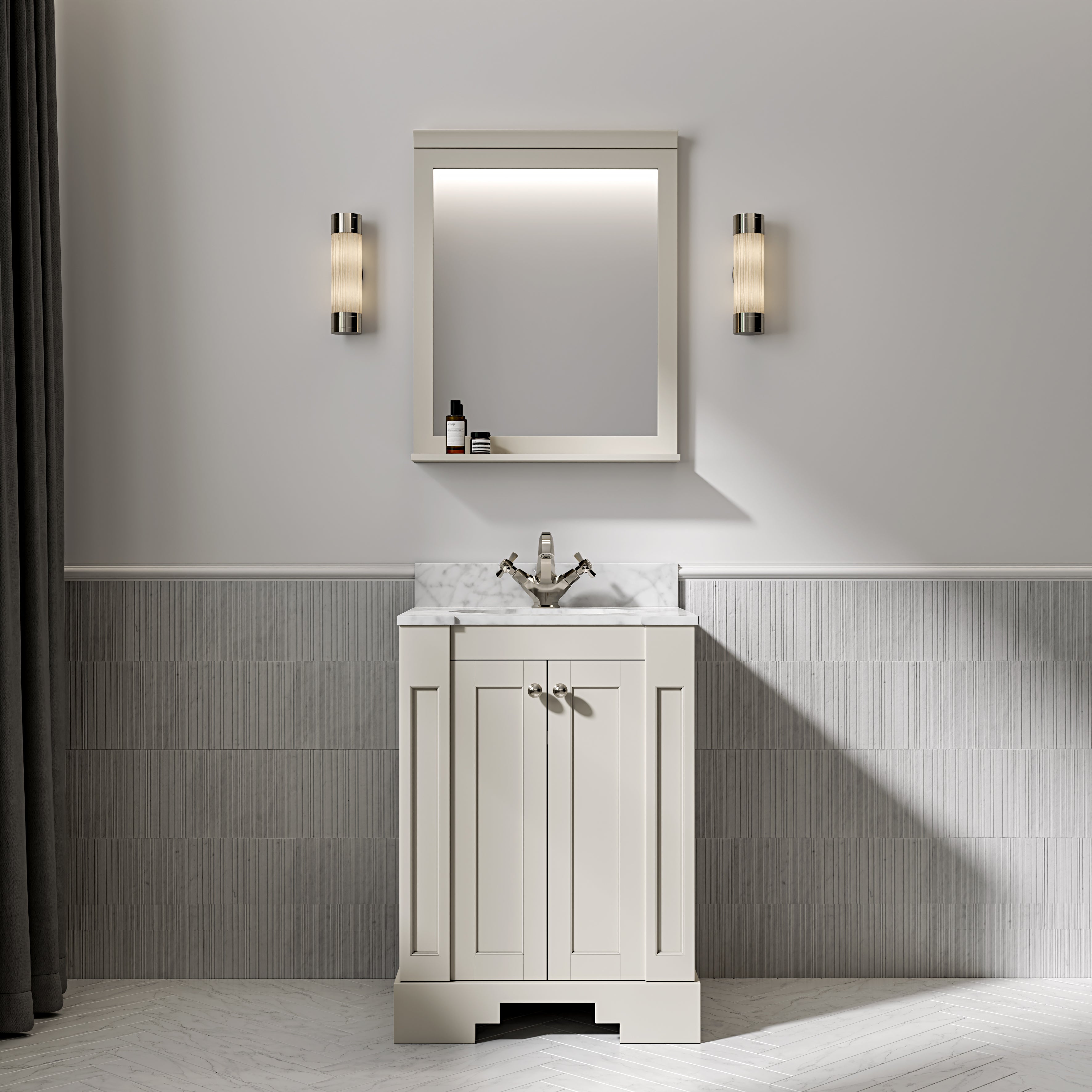 Wentworth Carrara Marble Floorstanding Vanity Unit (Matte Stone) 600mm