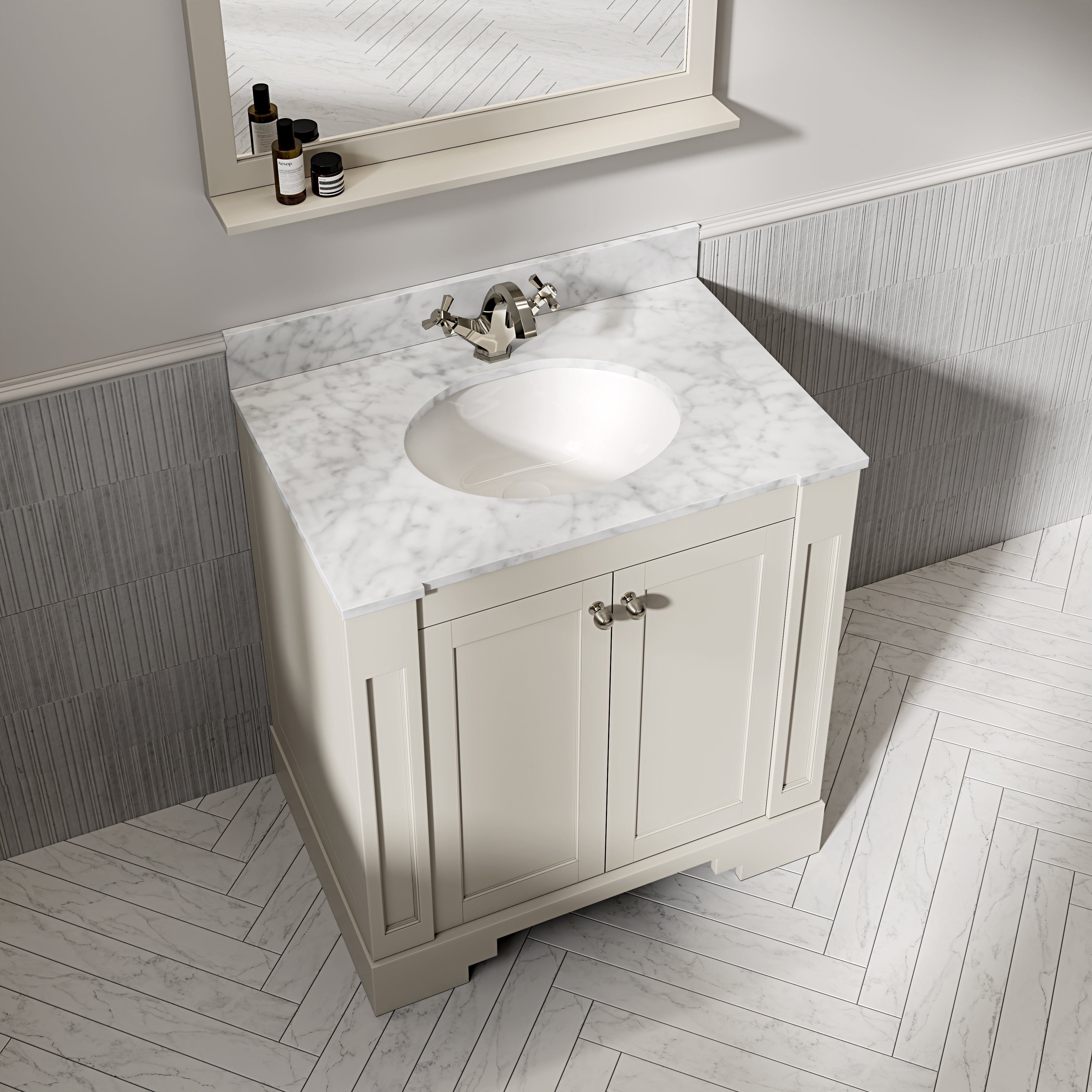 Wentworth Carrara Marble Floorstanding Vanity Unit (Matte Stone) 800mm